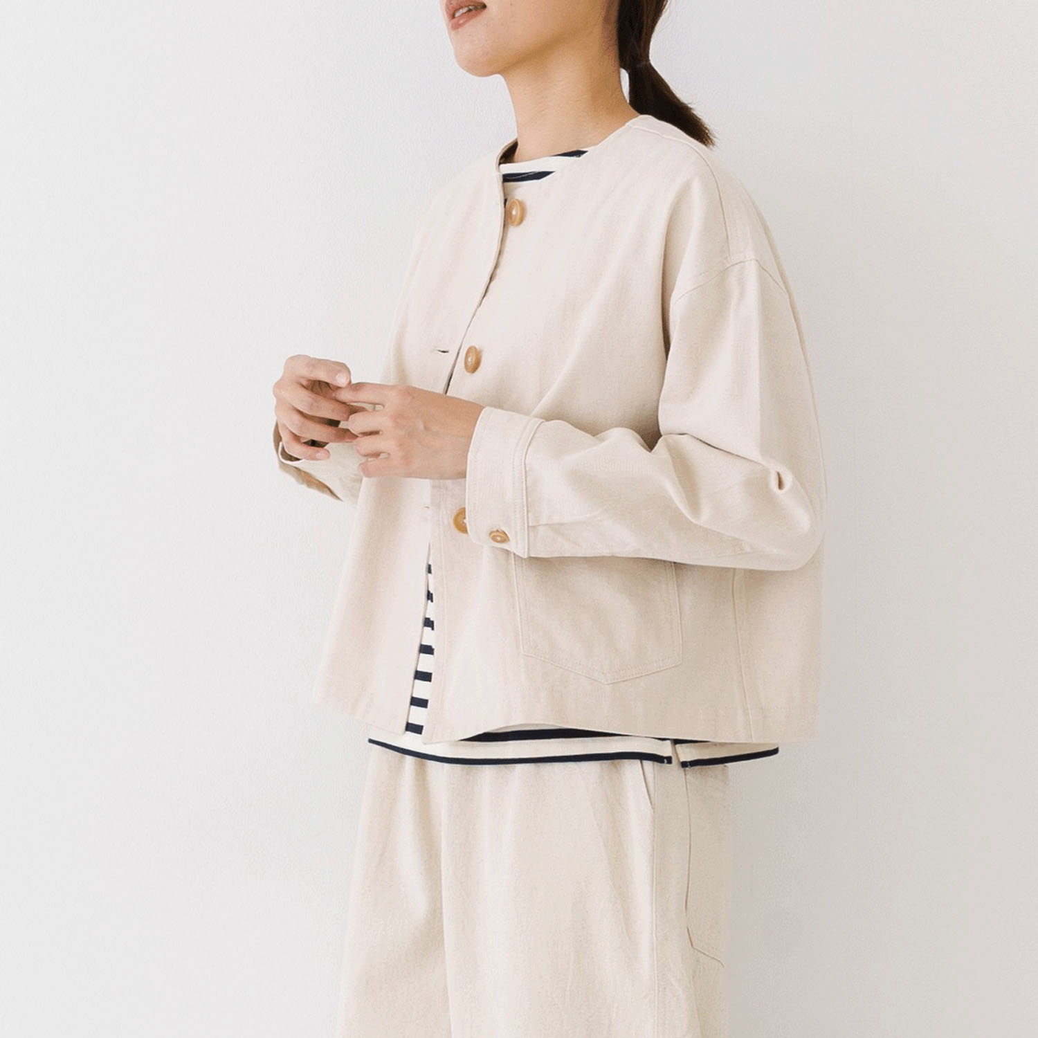 【お取り寄せ】Kermu  9オンスデニムノーカラージャケット - 画像4