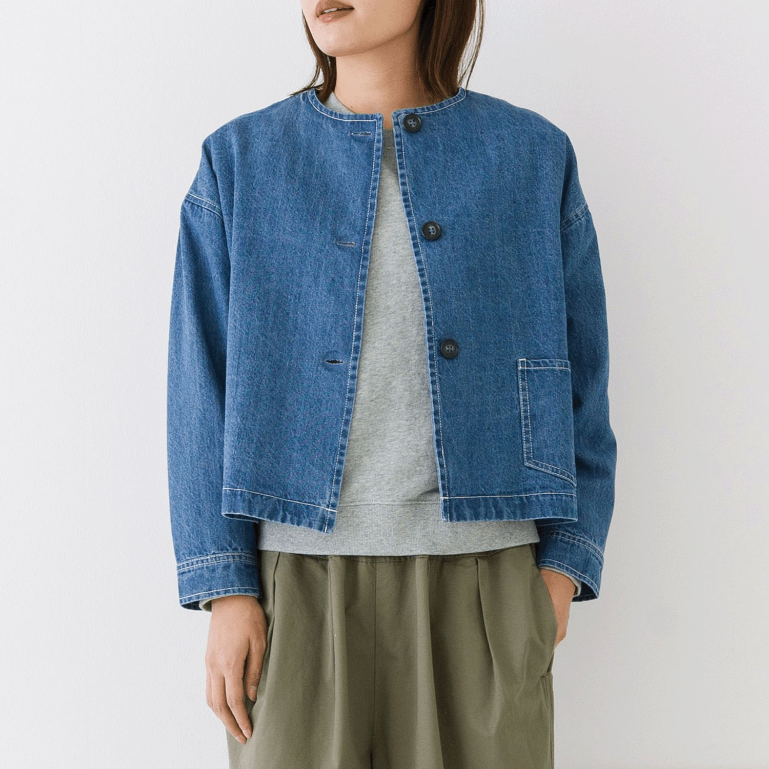 【お取り寄せ】Kermu  9オンスデニムノーカラージャケット