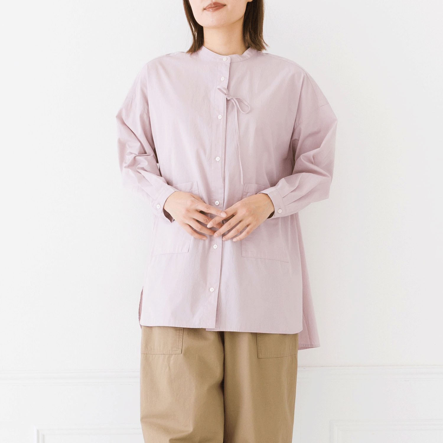 【お取り寄せ】Kermu コットンポムリンワッシャー前ストリングオーバーシャツ - 画像13
