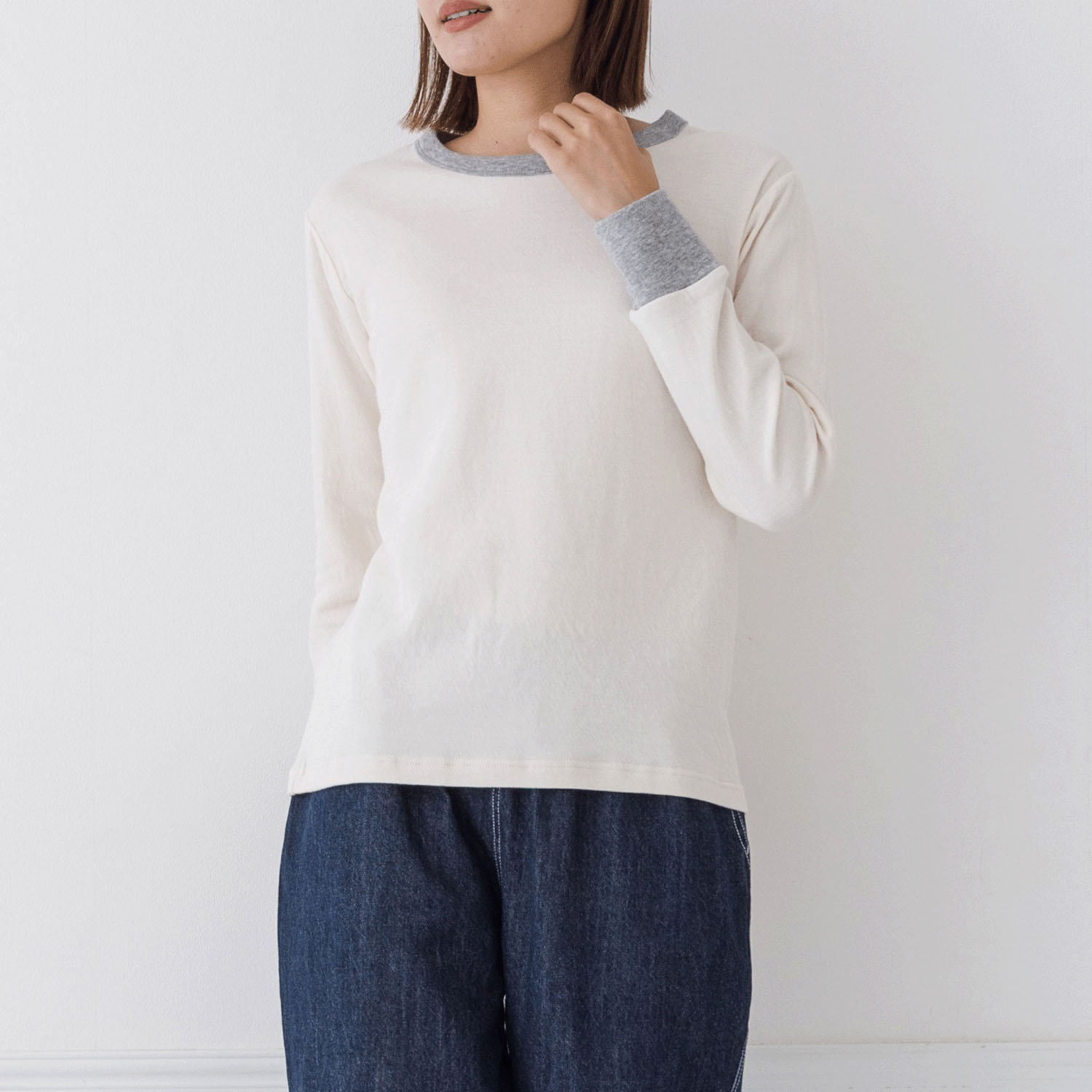 【お取り寄せ】Kermu コットン接結天竺バイカラー長袖Tシャツ - 画像17