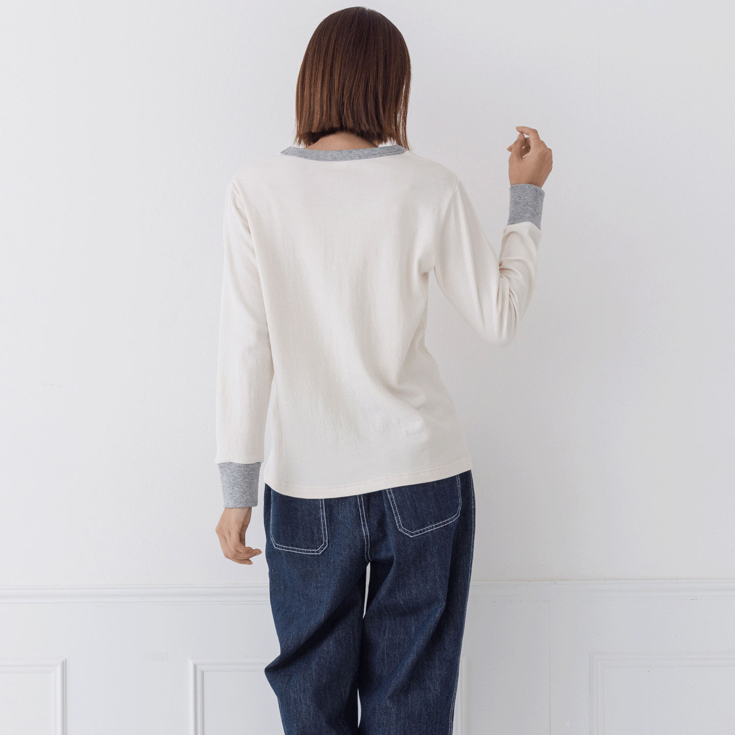 【お取り寄せ】Kermu コットン接結天竺バイカラー長袖Tシャツ - 画像23