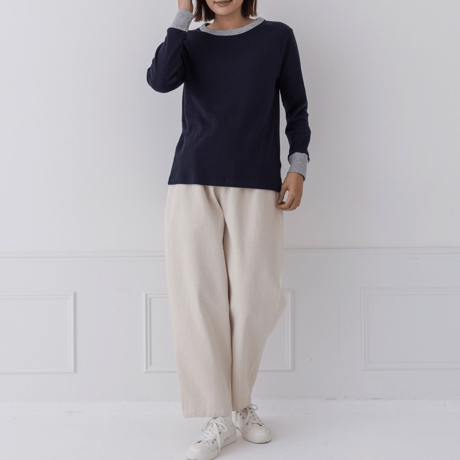 【お取り寄せ】Kermu コットン接結天竺バイカラー長袖Tシャツ - 画像32