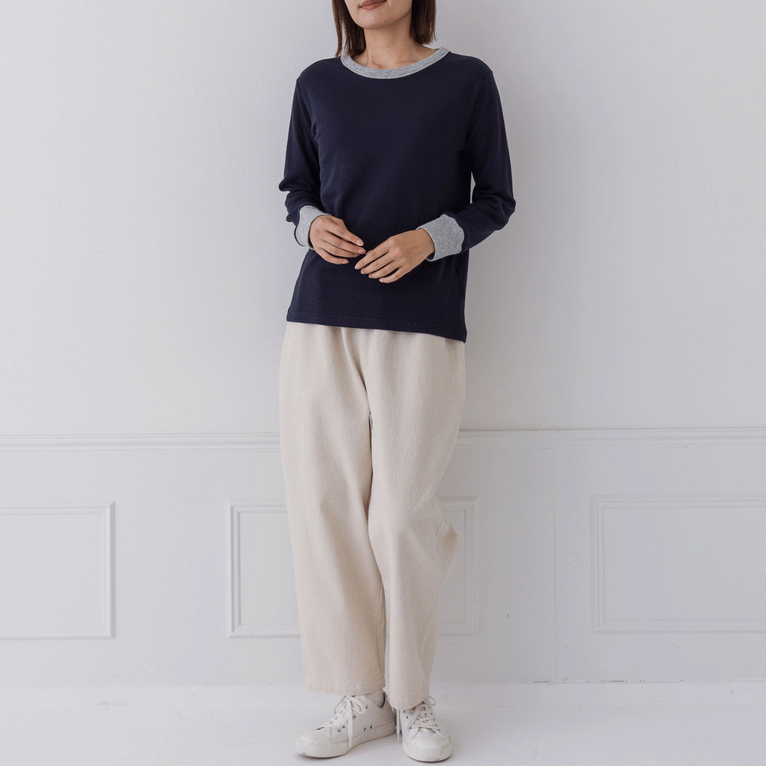 【お取り寄せ】Kermu コットン接結天竺バイカラー長袖Tシャツ - 画像33