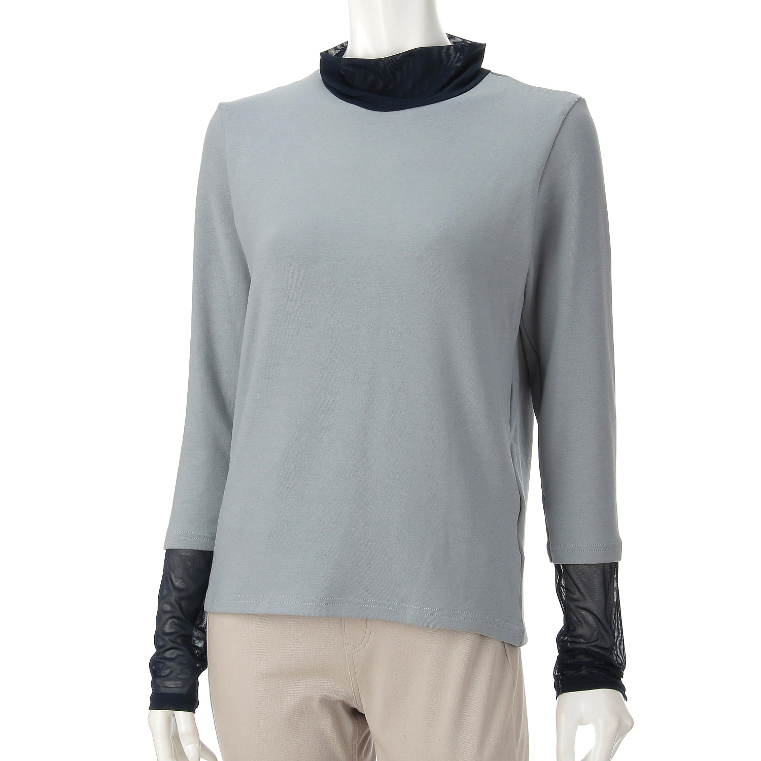 衿・袖先メッシュ カットソー - 画像1