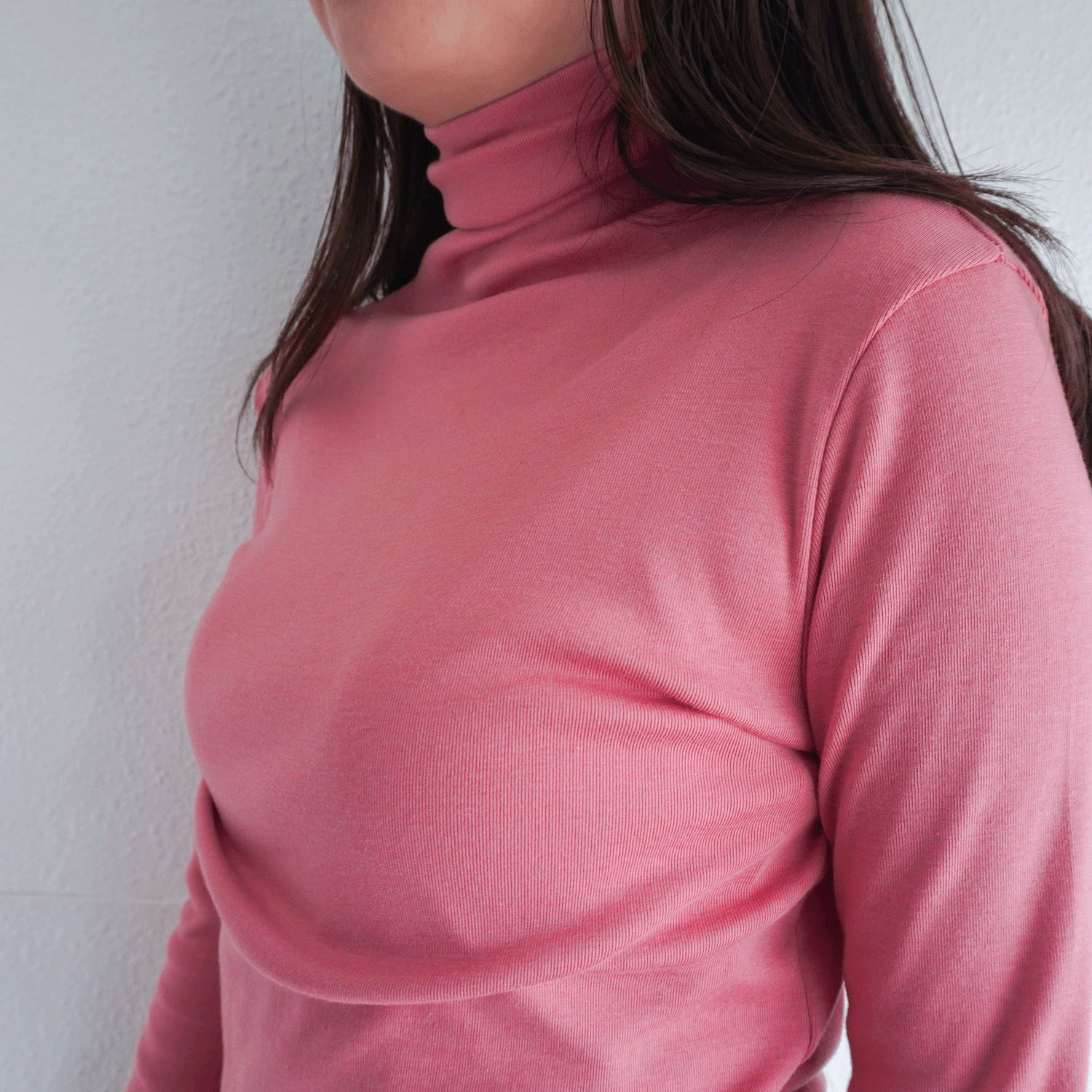 マゼンタ フライス12cmボトルネック長袖 - 画像7