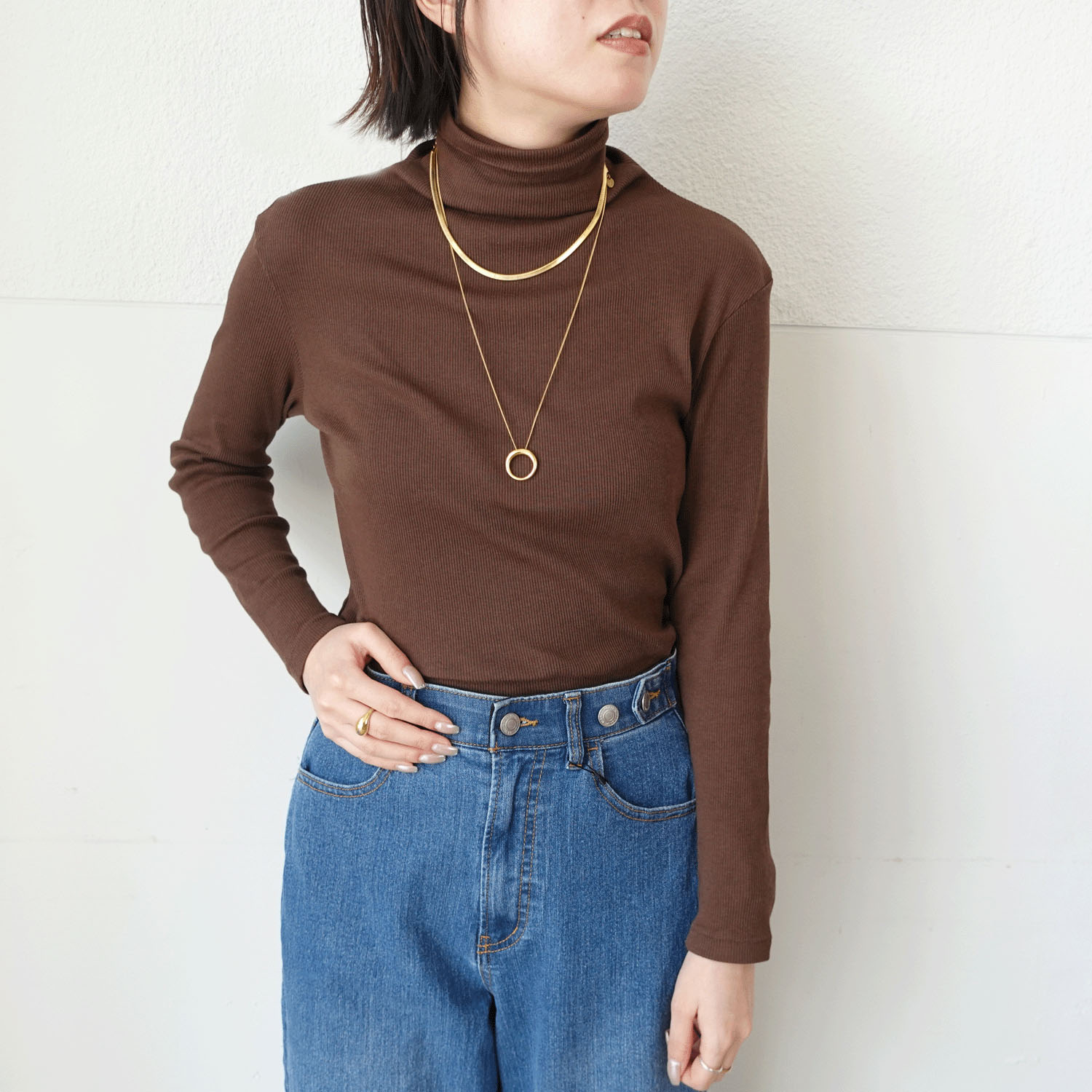 【Insta Live】マゼンタ テレコ12cmボトルネック長袖 - 画像20