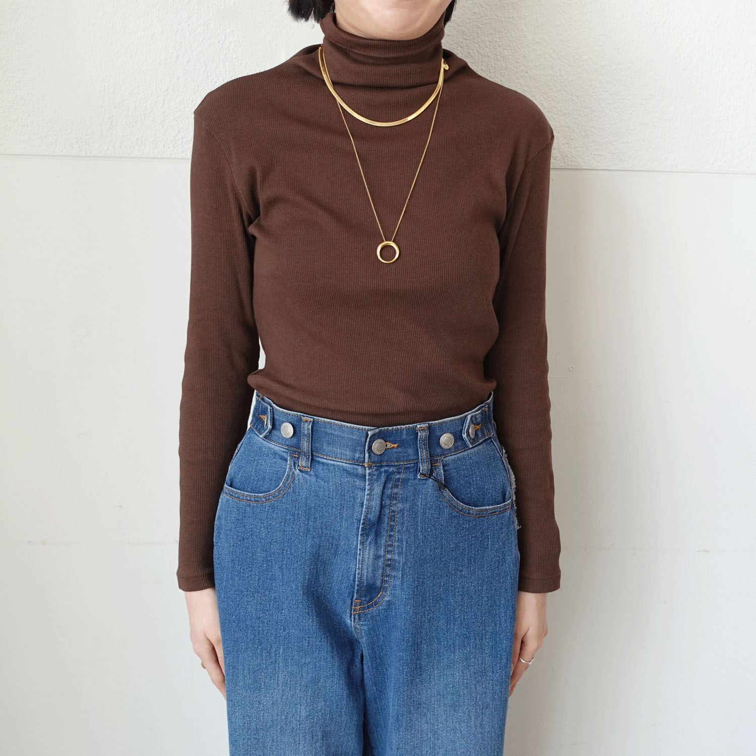 【Insta Live】マゼンタ テレコ12cmボトルネック長袖 - 画像21