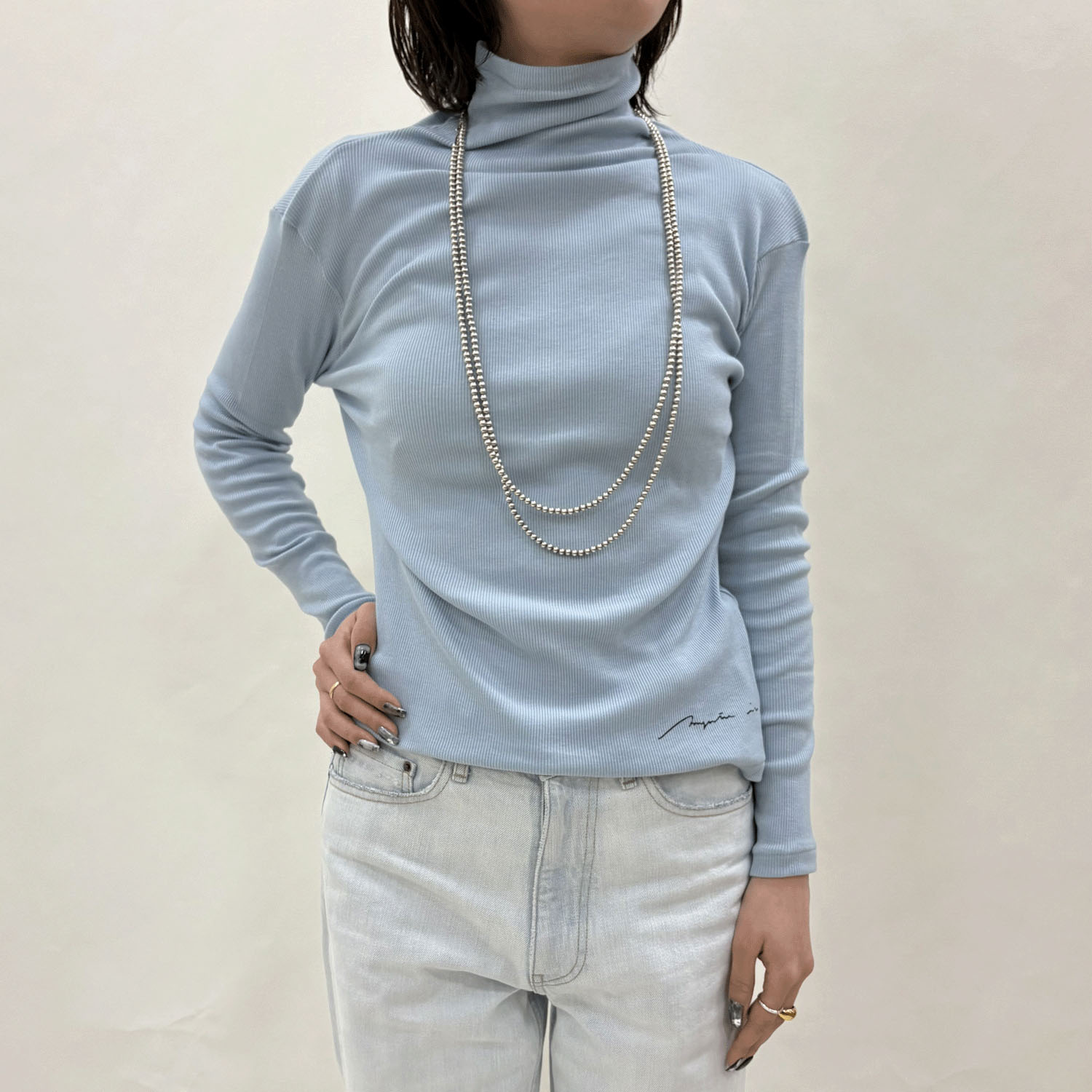 【Insta Live】マゼンタ テレコ12cmボトルネック長袖 - 画像32