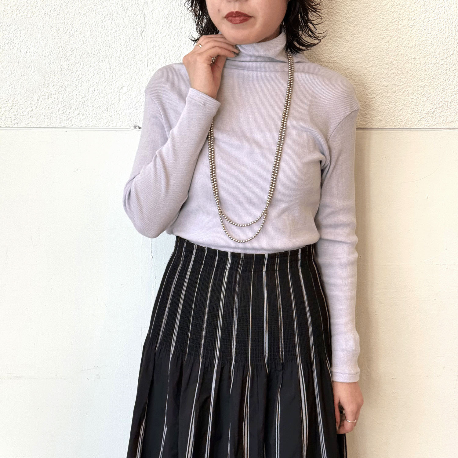 【Insta Live】マゼンタ テレコ12cmボトルネック長袖 - 画像41