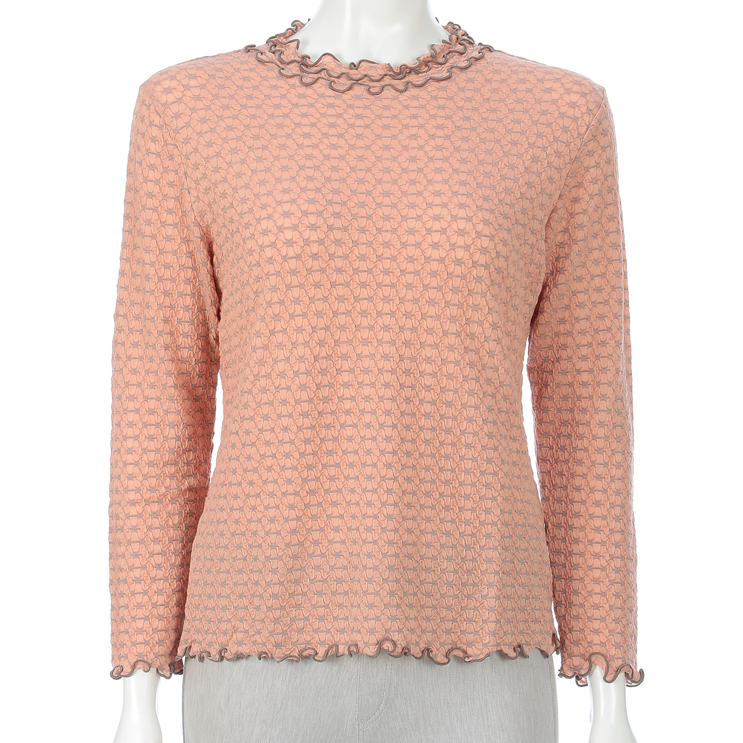 シャーリングジャカード三段メロウネックカットソー - 画像6