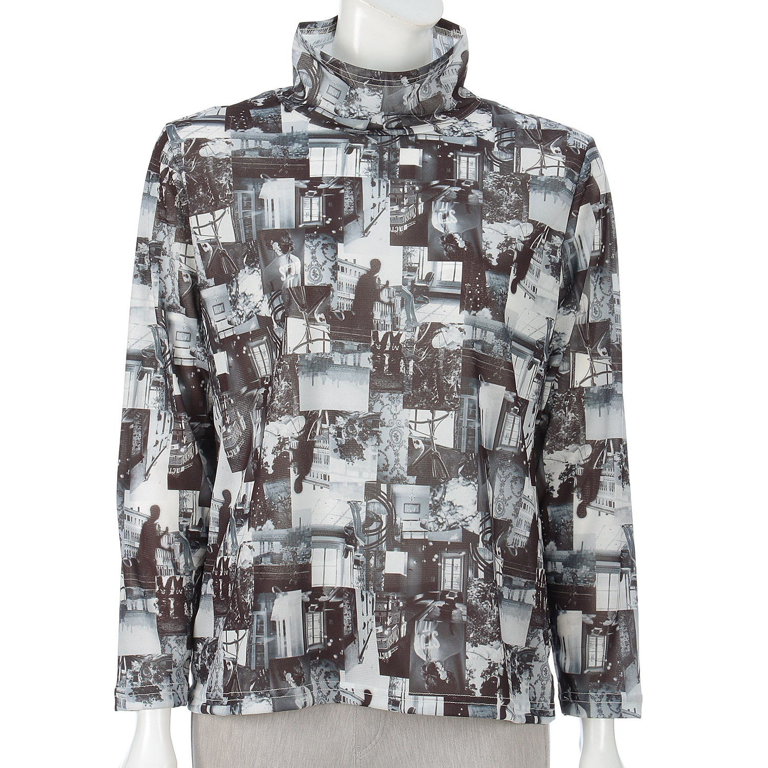 メッシュフォトプリントボトルネックカットソー - 画像2