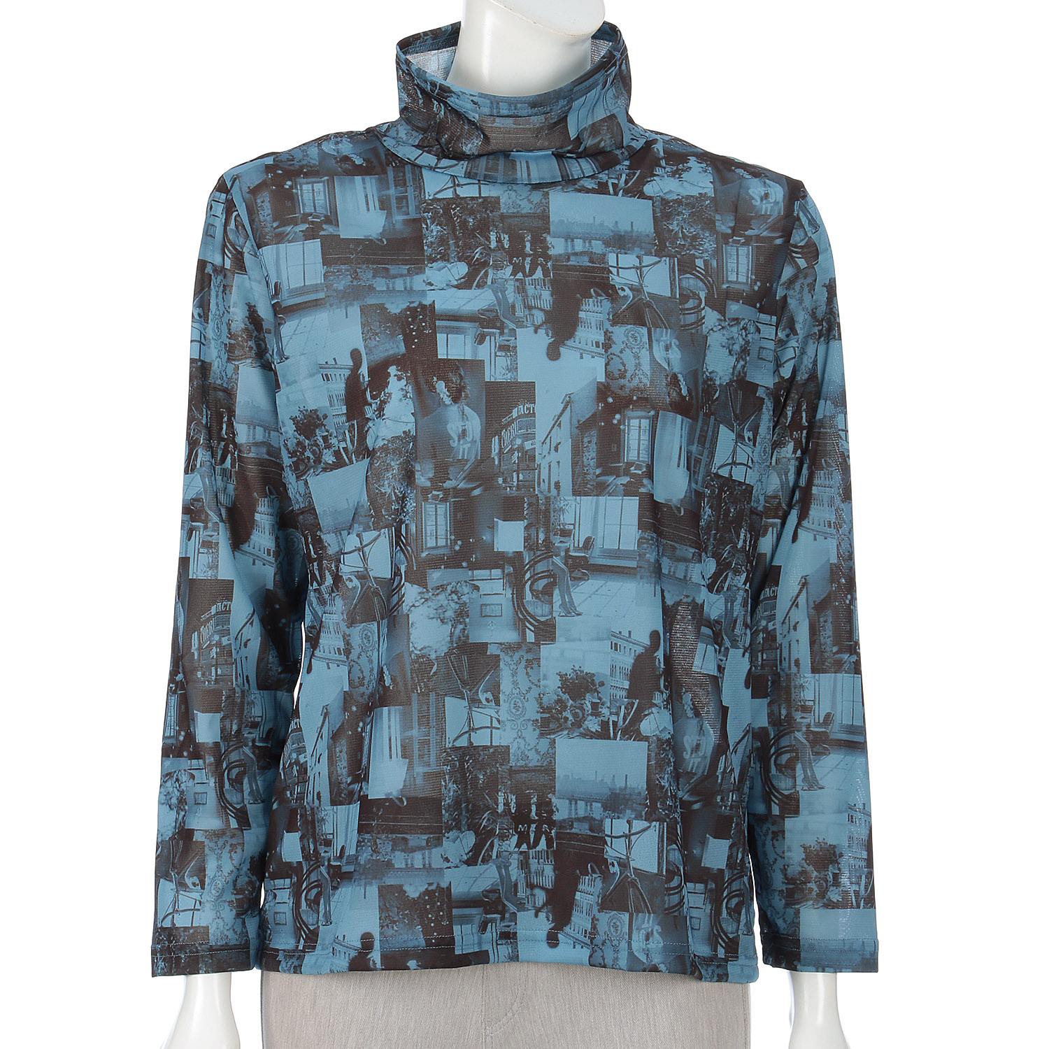 メッシュフォトプリントボトルネックカットソー