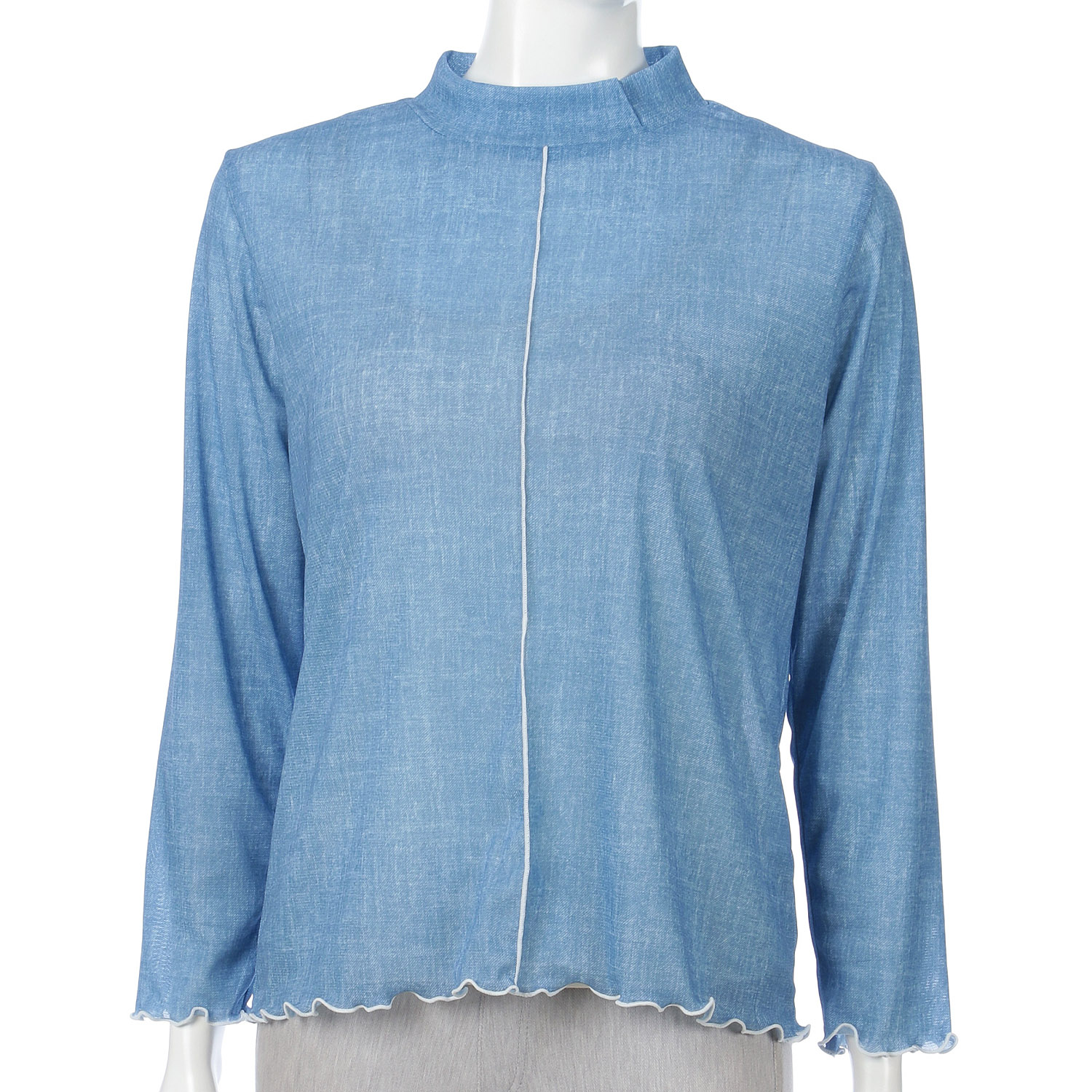 メッシュデニムプリントチビハイカットソー - 画像1