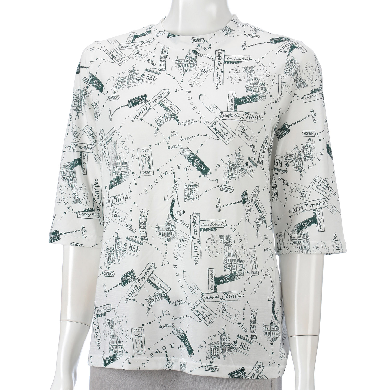 チビハイプリント五分袖カットソー - 画像1