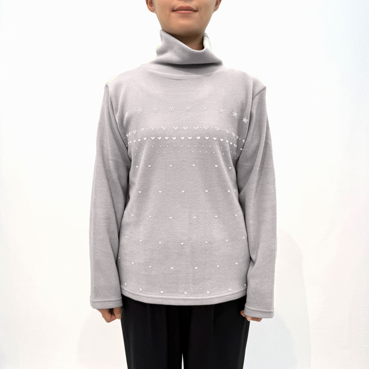 T’BIS STUDIO 起毛フレア鹿の子スムース小花柄オフタートルプルオーバー - 画像4