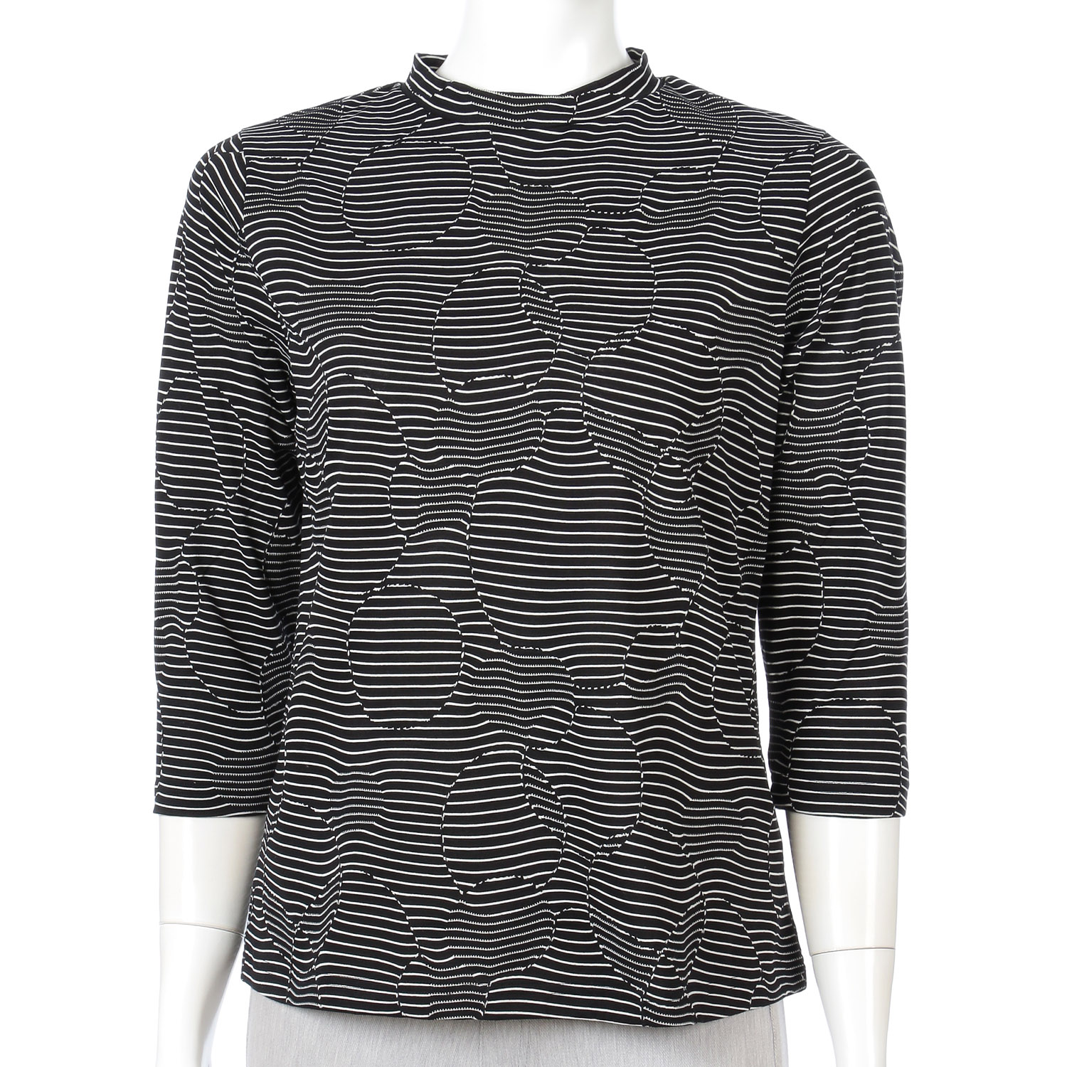 細ボーダータックジャカードチビハイネック7分袖 - 画像3