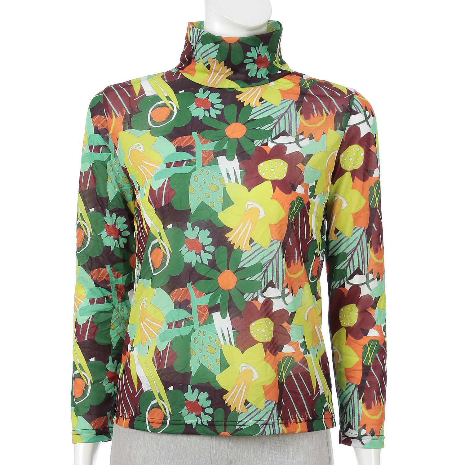 ワッシャー加工転写プリントハイネック - 画像2