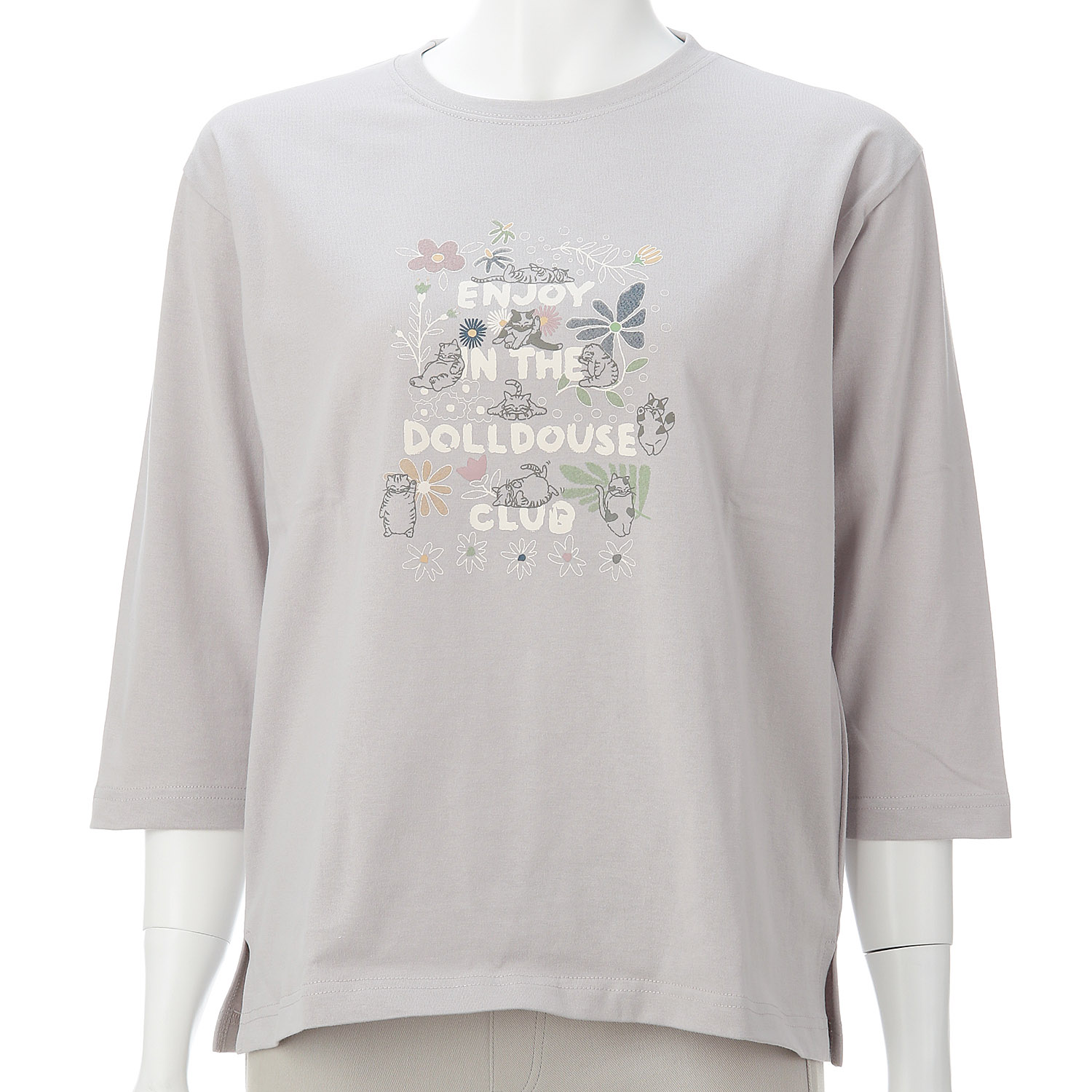 DDCLUB 7分袖T ネコロゴ - 画像2