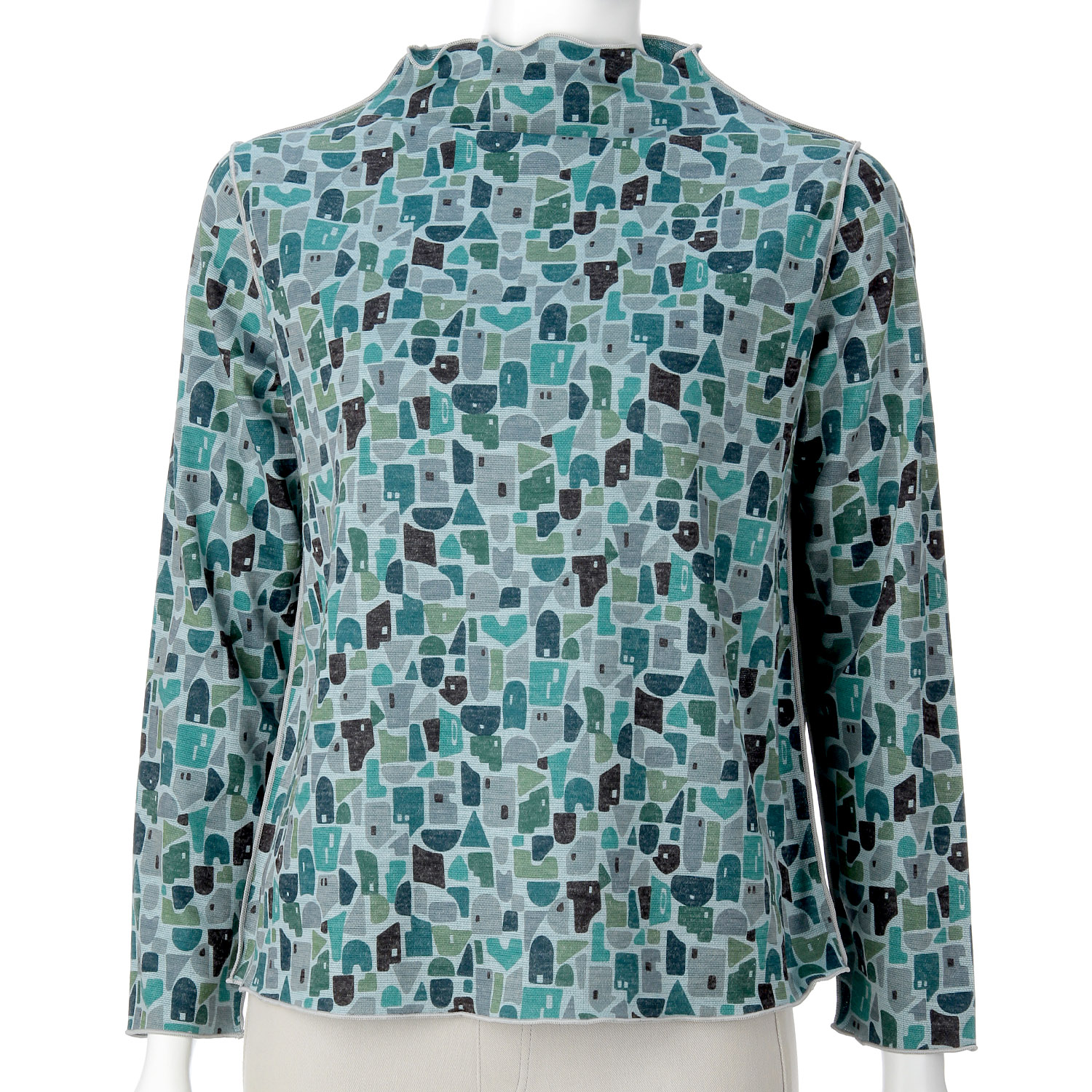 リバーシブルプリントボトルネックプルオーバー - 画像1