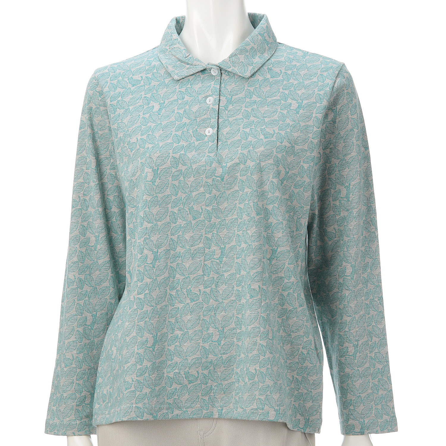 T’BIS STUDIO 長袖リーフ猫総プリントプルオーバー - 画像1