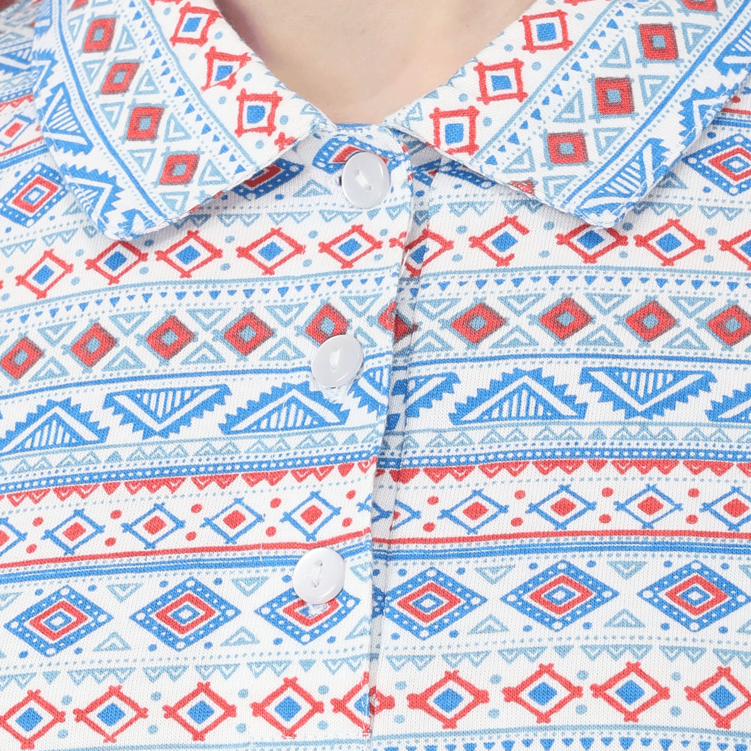 T’BIS STUDIO 長袖幾何柄総プリントポロシャツ - 画像5