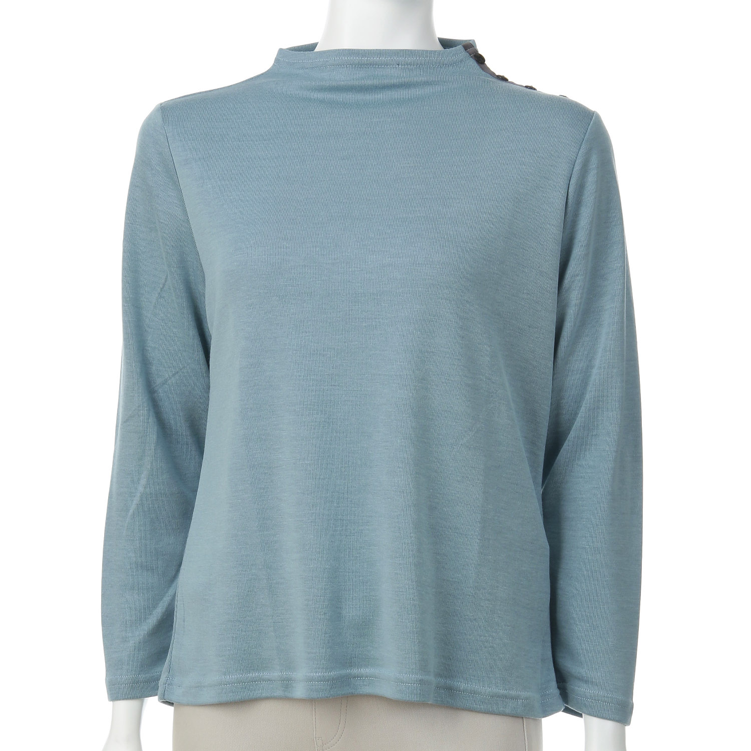 ボトルネック肩ボタン付きプルオーバー - 画像1