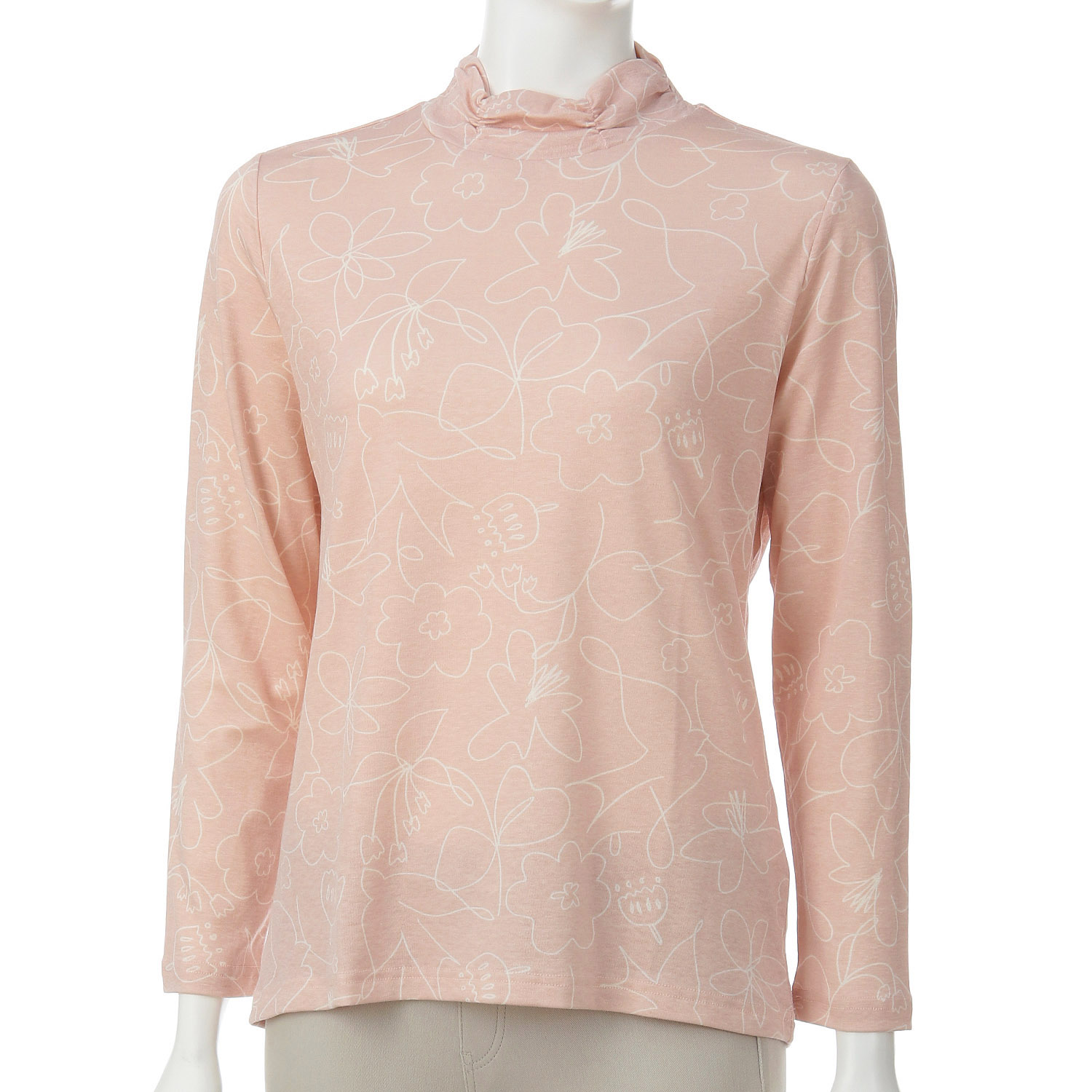 線柄プリントシャーリングネックカットソー - 画像1