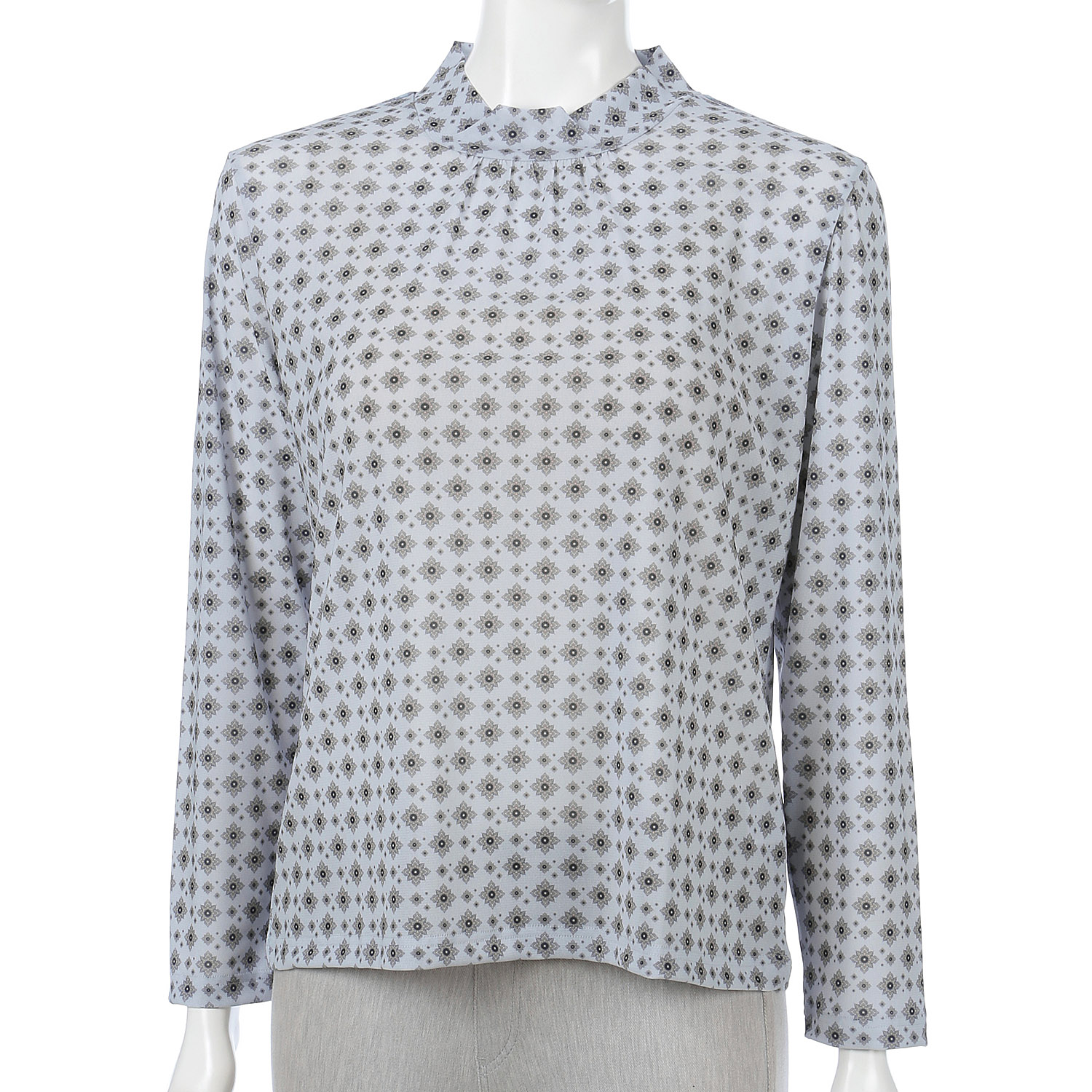 トリプルメッシュ小紋柄ハイネック長袖プルオーバー - 画像2