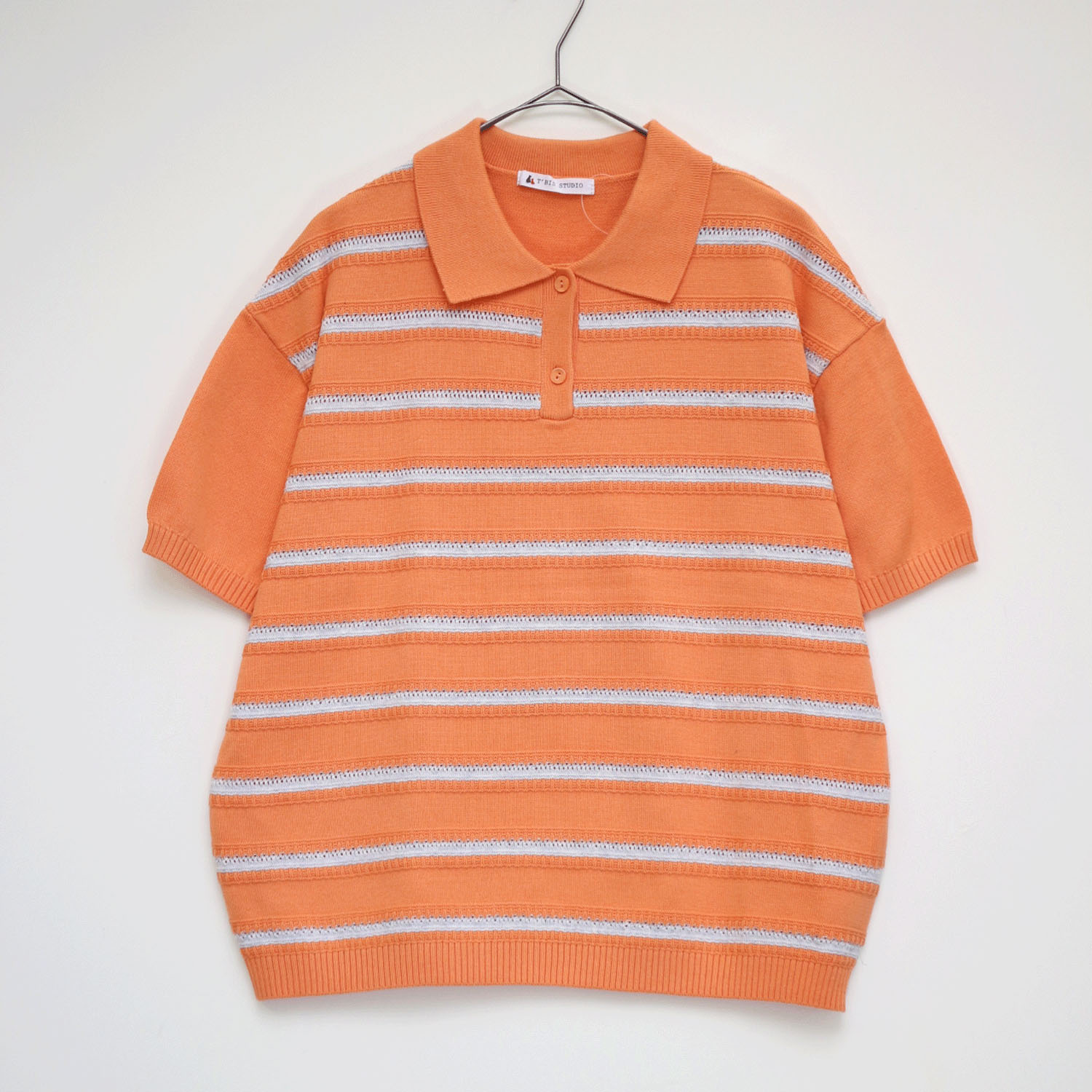 T’BIS STUDIO ボーダー柄半袖サマーニットポロシャツ - 画像7