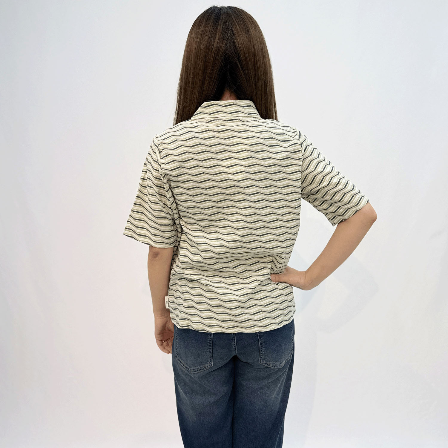 T’BIS STUDIO ギザギザ波々タックボーダー5分袖ポロシャツ - 画像15