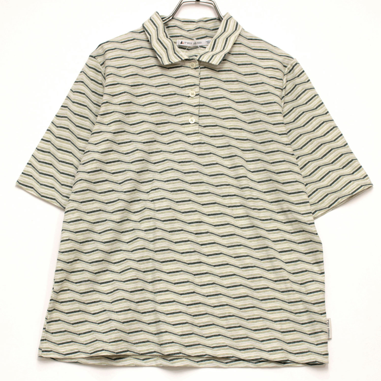 T’BIS STUDIO ギザギザ波々タックボーダー5分袖ポロシャツ - 画像17