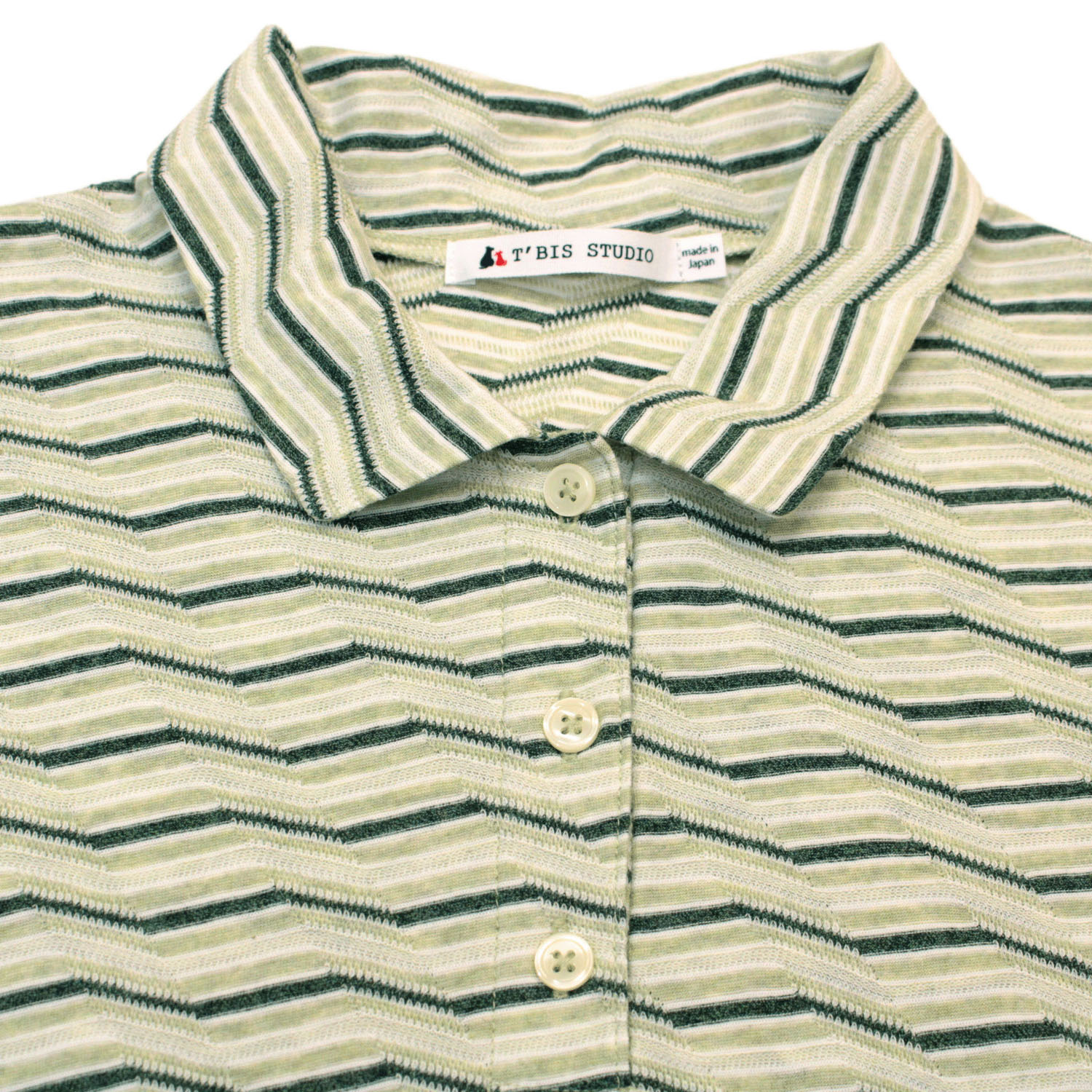 T’BIS STUDIO ギザギザ波々タックボーダー5分袖ポロシャツ - 画像18