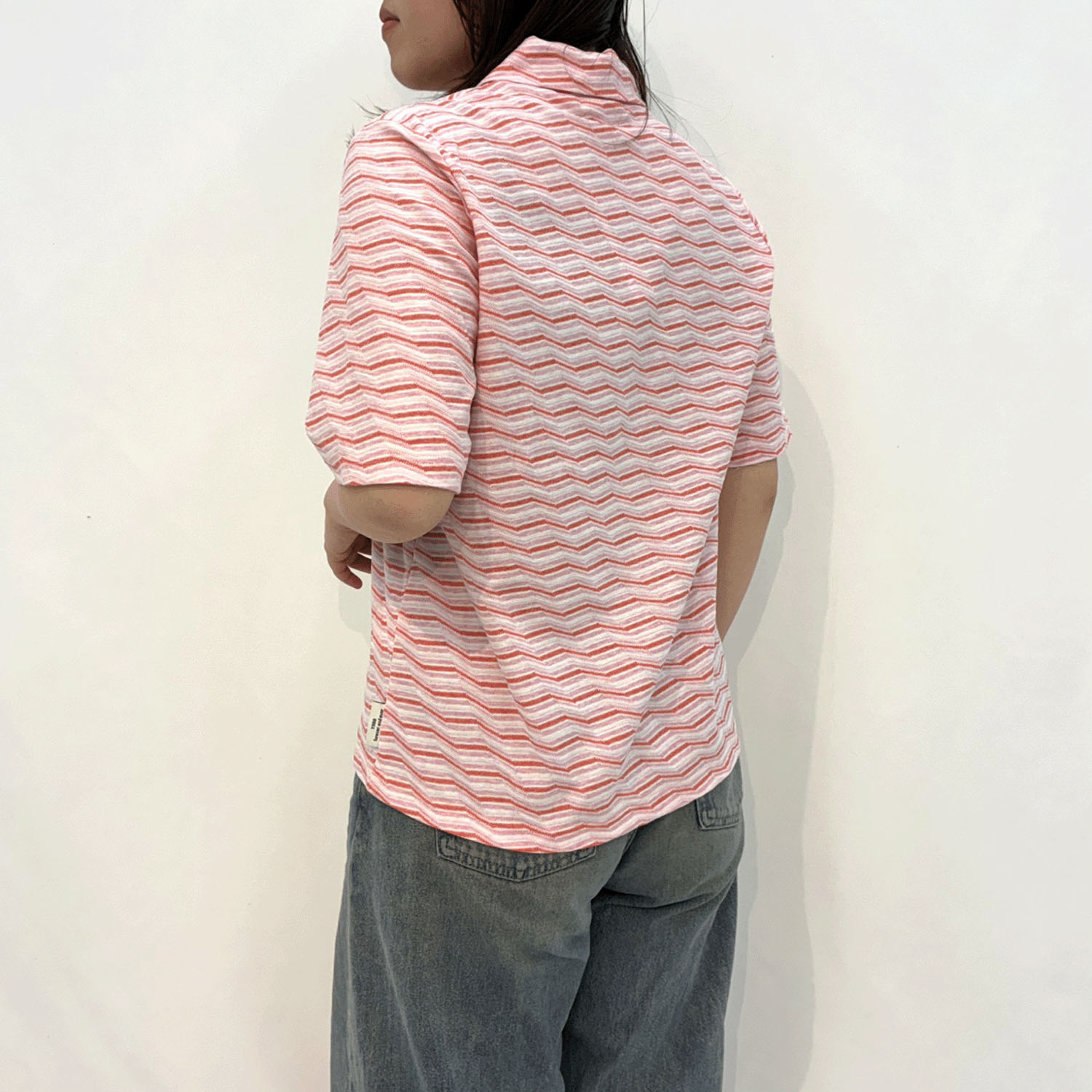 T’BIS STUDIO ギザギザ波々タックボーダー5分袖ポロシャツ - 画像3