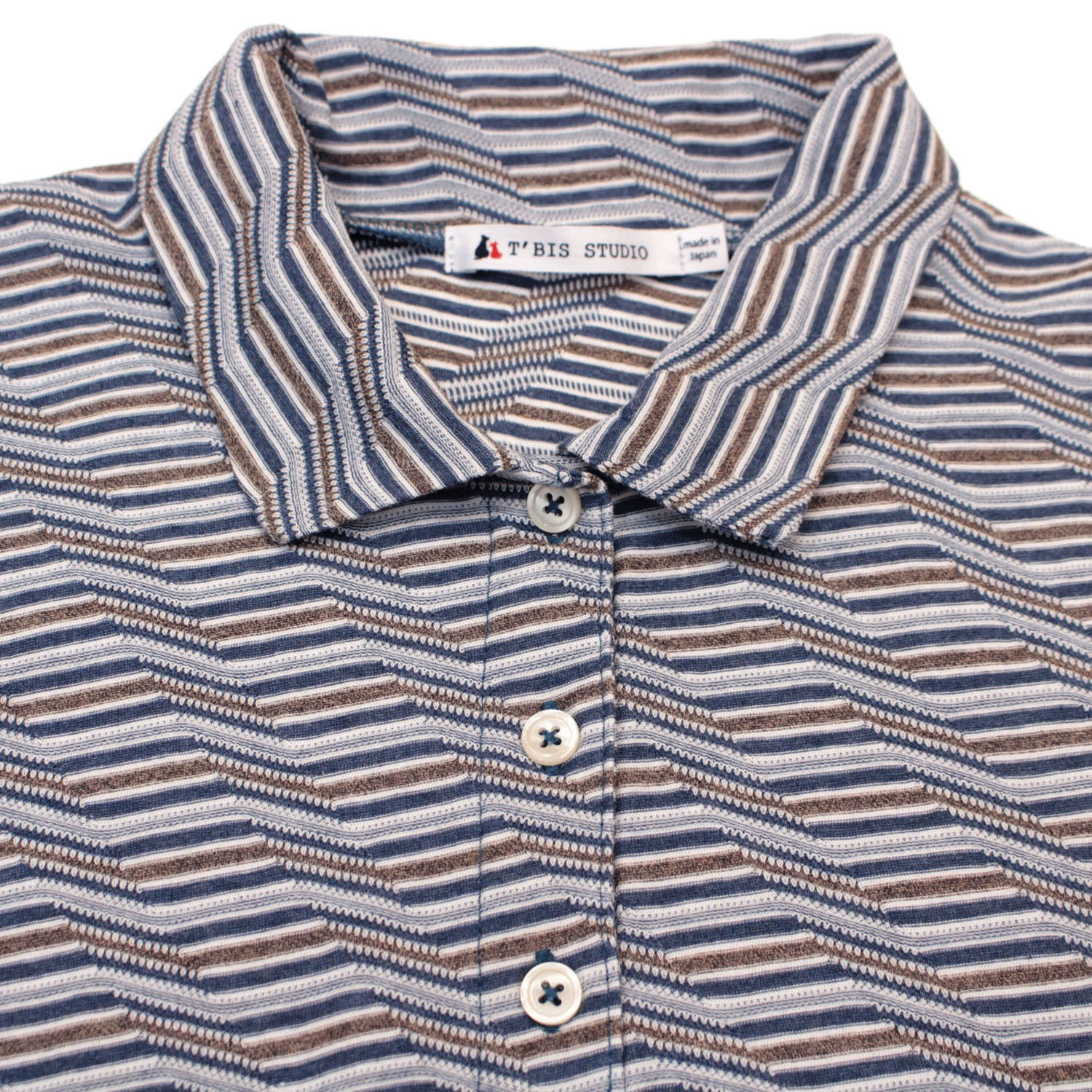 T’BIS STUDIO ギザギザ波々タックボーダー5分袖ポロシャツ - 画像23