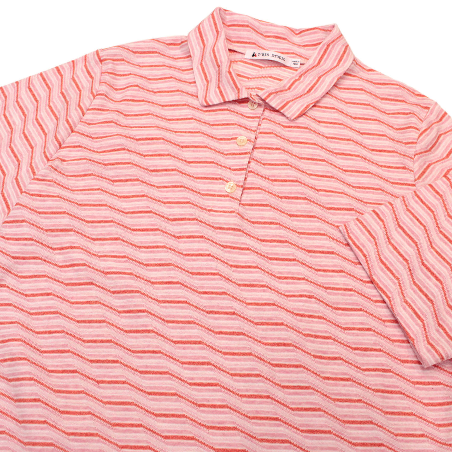 T’BIS STUDIO ギザギザ波々タックボーダー5分袖ポロシャツ - 画像9