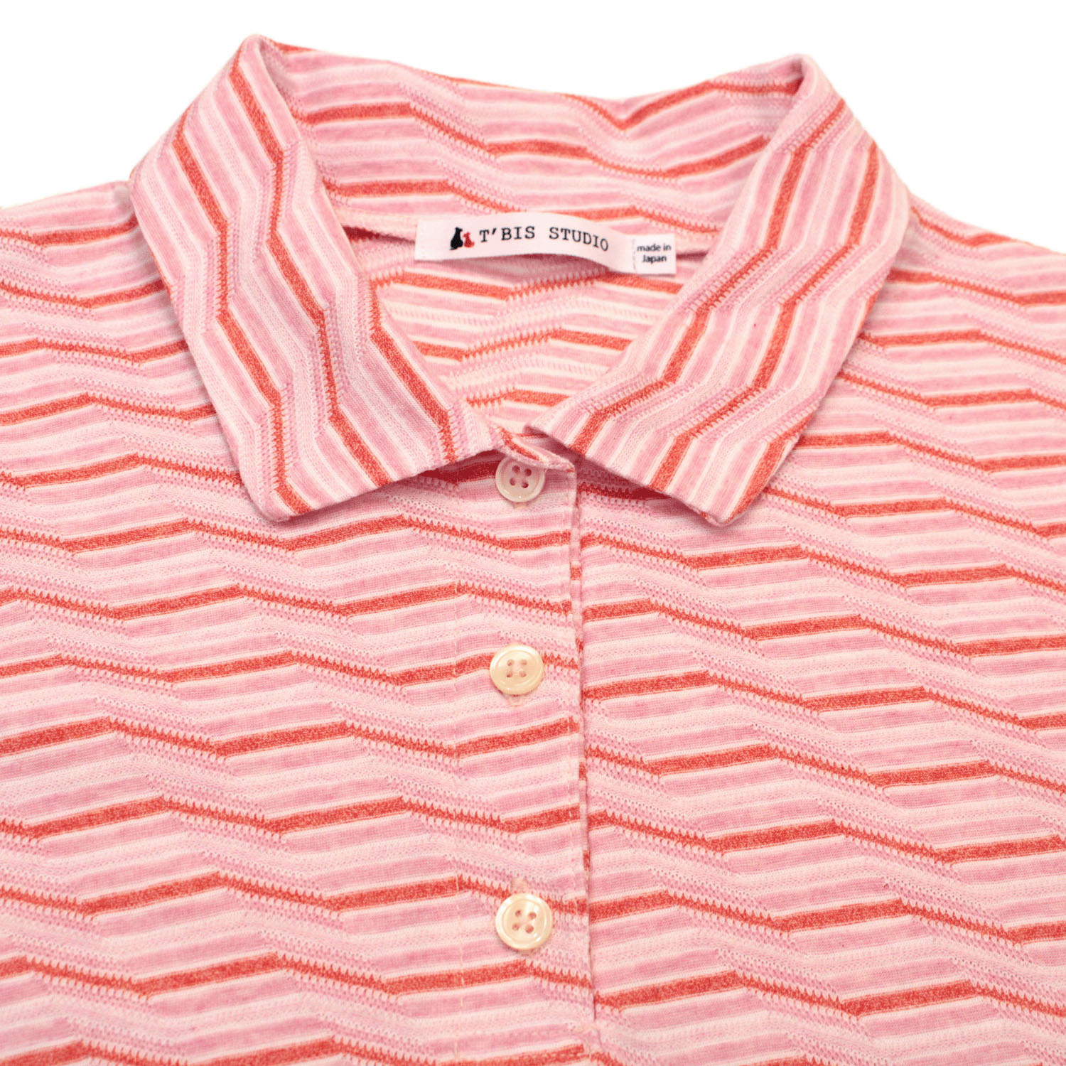 T’BIS STUDIO ギザギザ波々タックボーダー5分袖ポロシャツ - 画像10