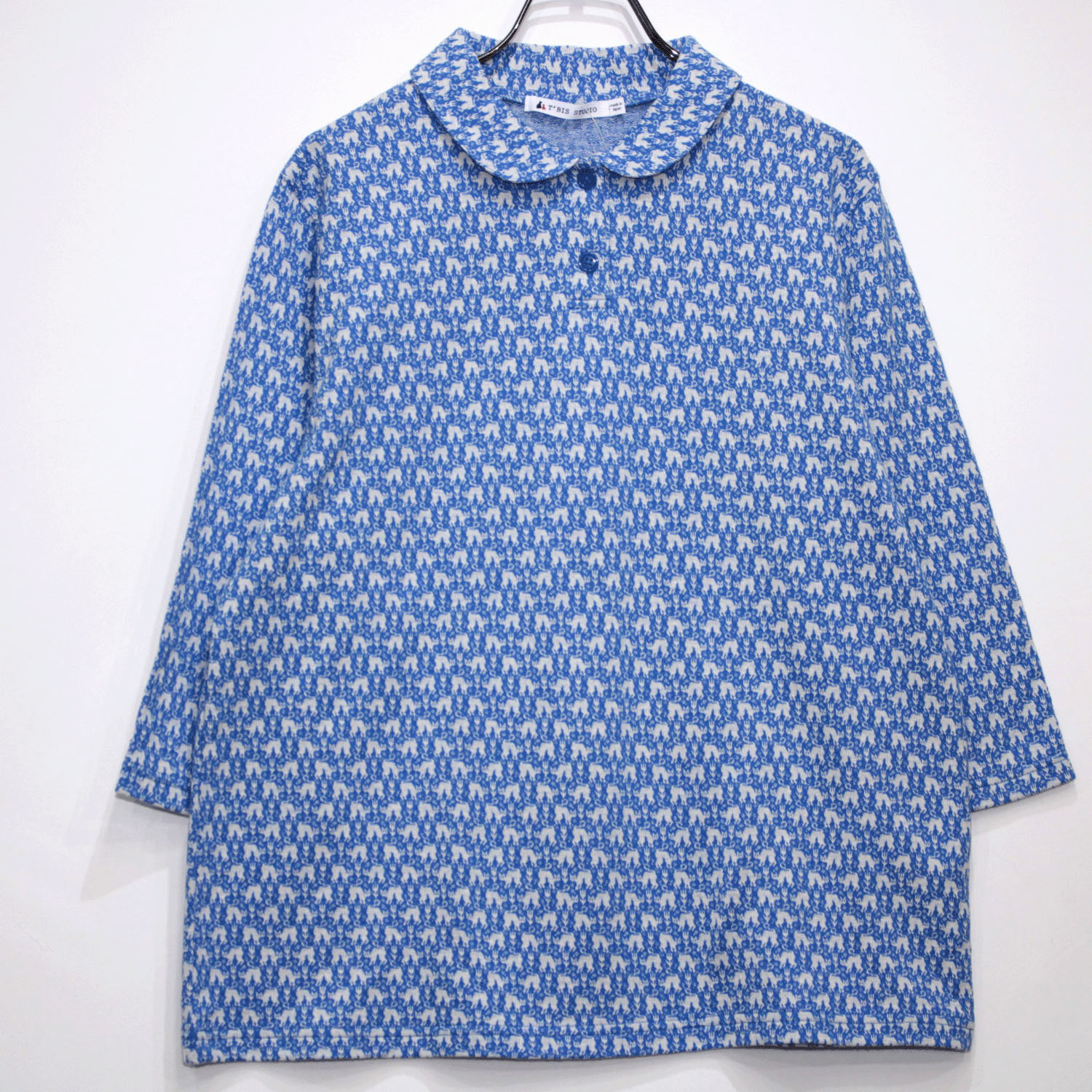 T’BIS STUDIO ネコ柄シングルジャカード丸襟7分袖ポロシャツ - 画像17