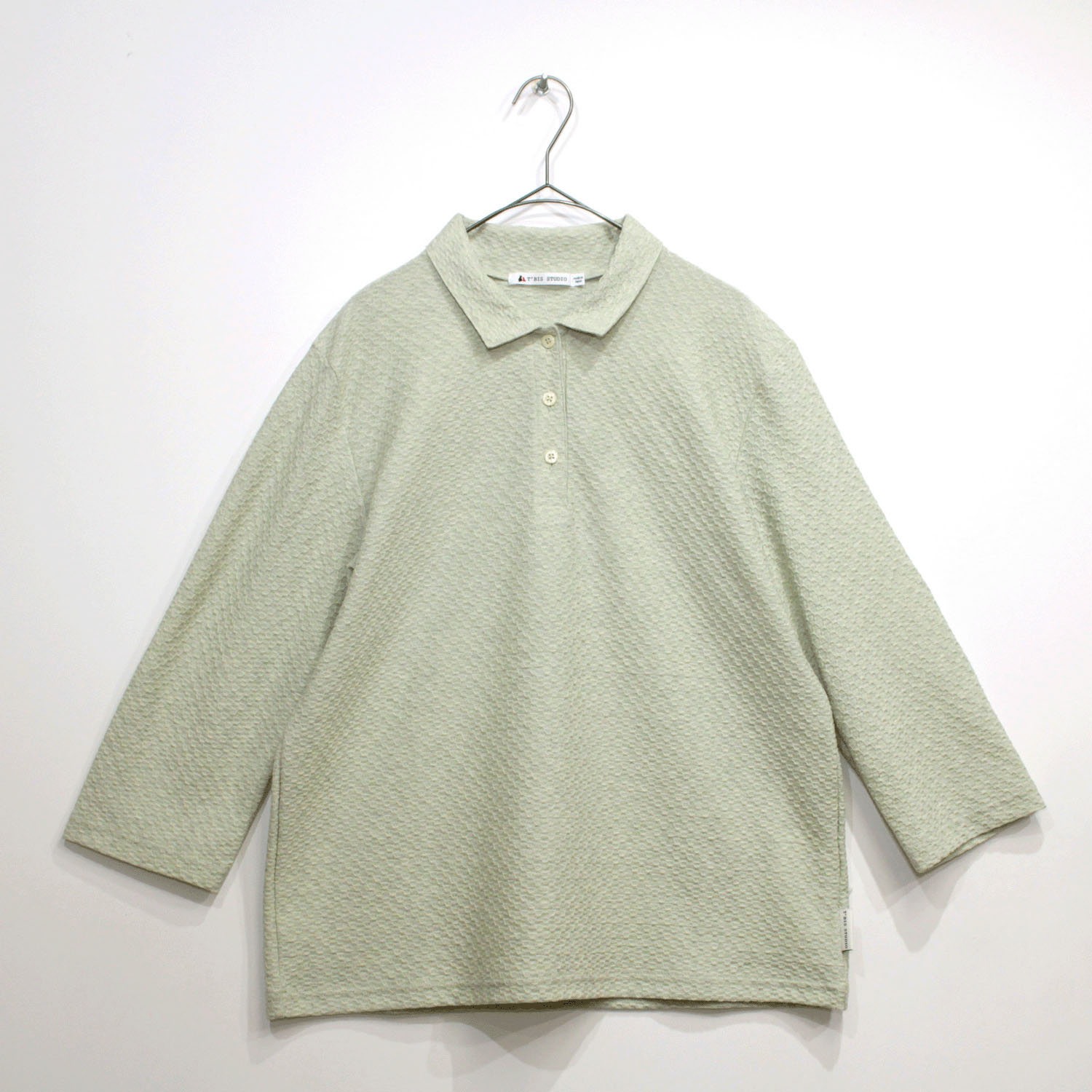 T’BIS STUDIO 網柄ジャカード七分袖ポロシャツ - 画像5