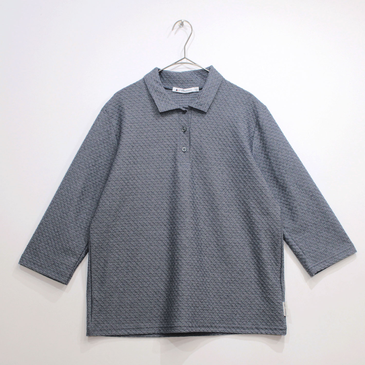T’BIS STUDIO 網柄ジャカード七分袖ポロシャツ - 画像9