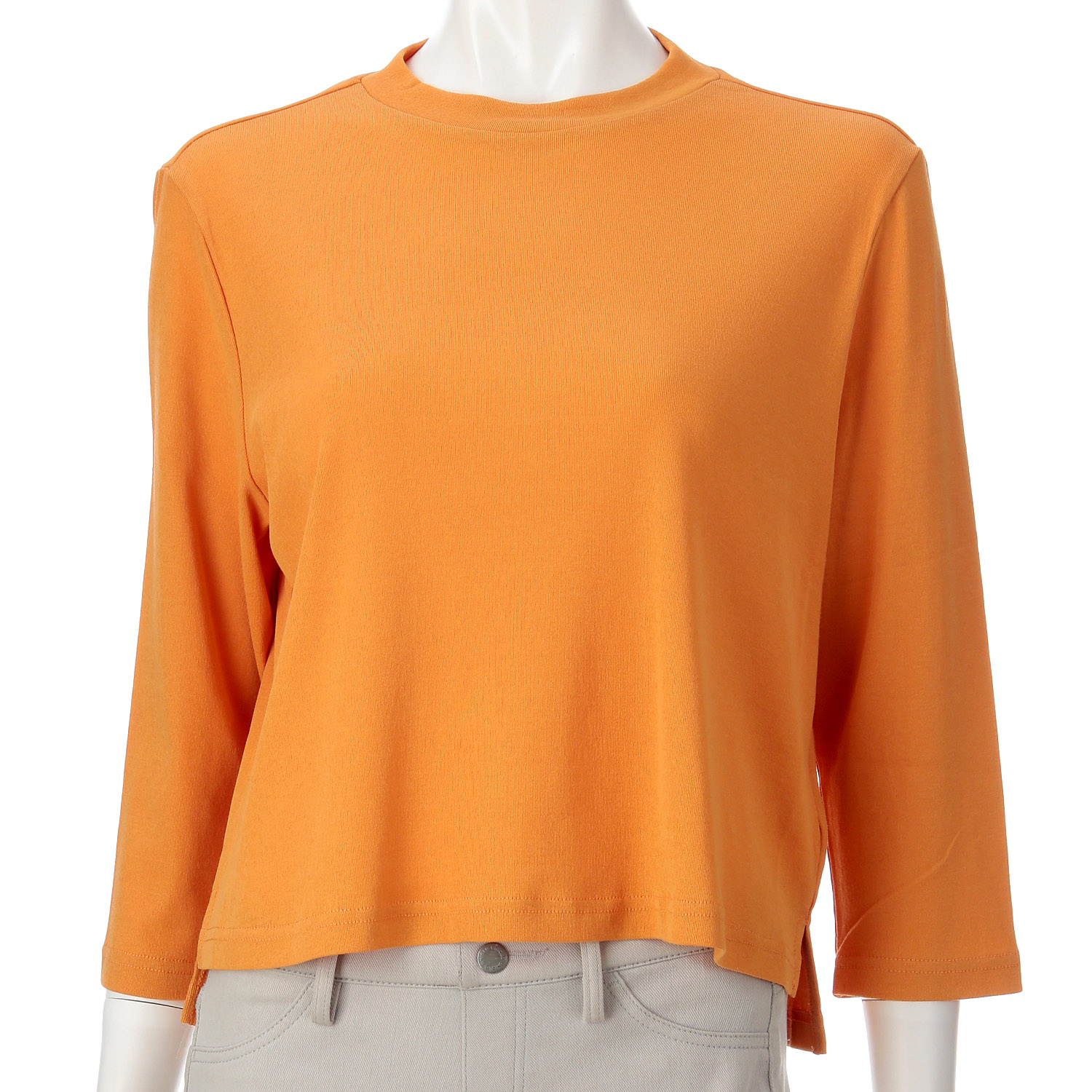 モックネックショート丈プルオーバー