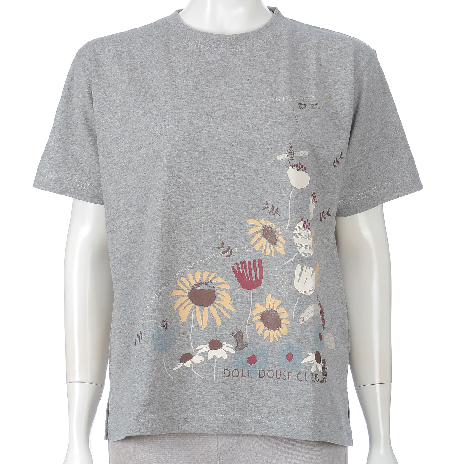 DDCLUB プリントT ネコFLOWER