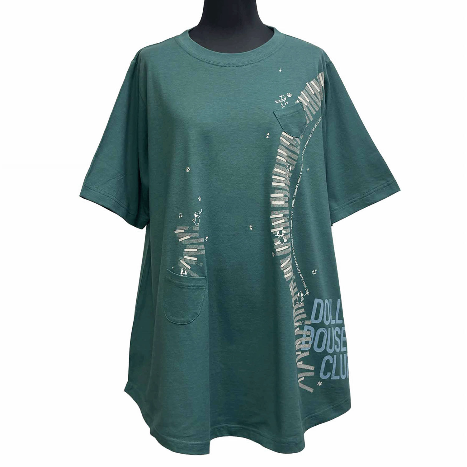 DDCLUB AラインT クレヨン犬ピアノ - 画像2