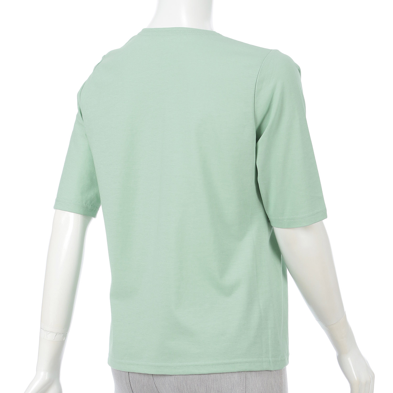 丸首5分袖刺繍T花柄 - 画像5