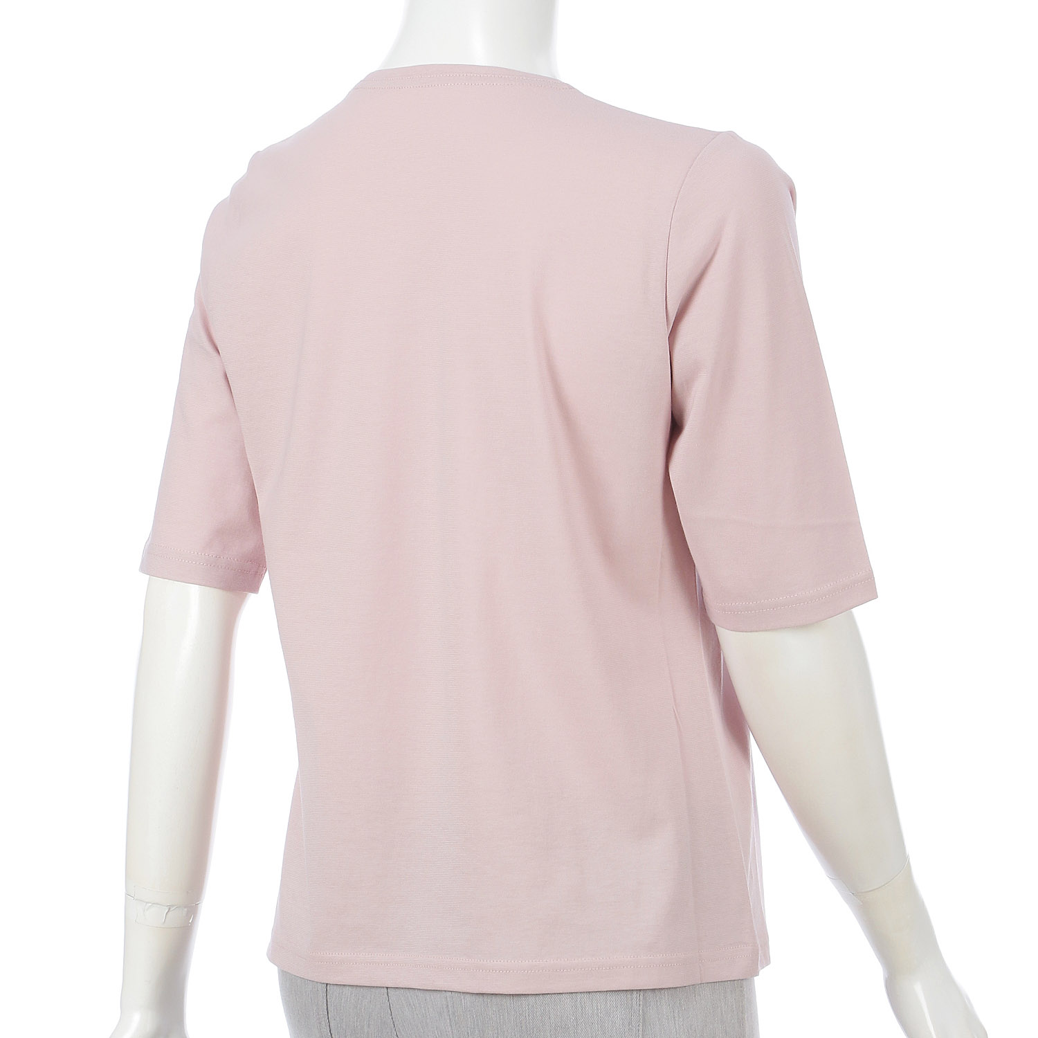 丸首5分袖刺繍T女性柄 - 画像3