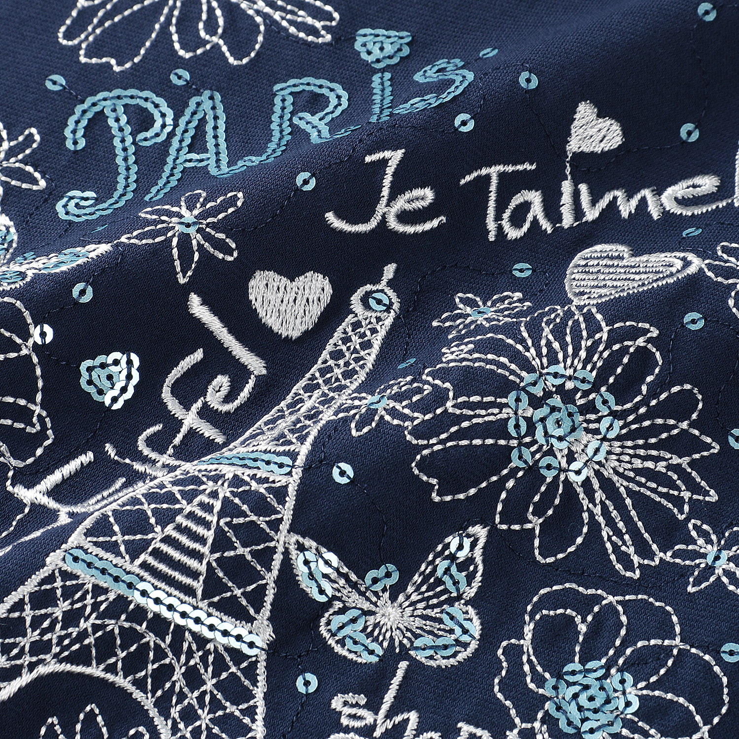 丸首5分袖刺繍T エッフェル塔柄 - 画像7