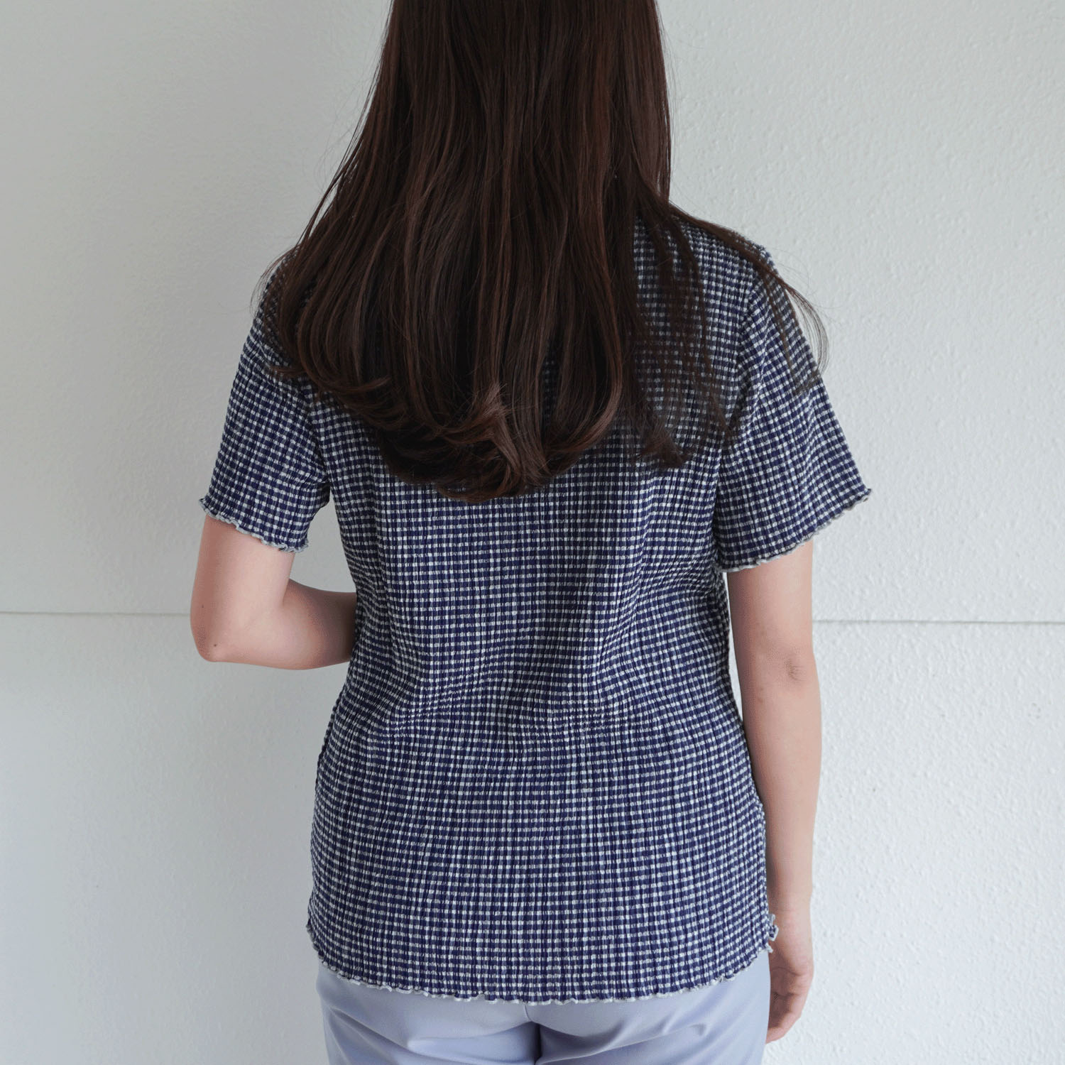 ギンガム楊柳ボトルネックカットソー - 画像13