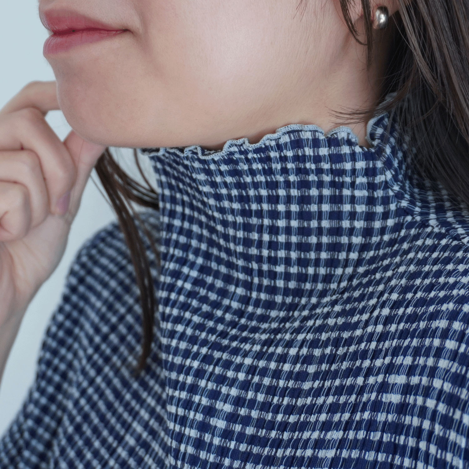 ギンガム楊柳ボトルネックカットソー - 画像16