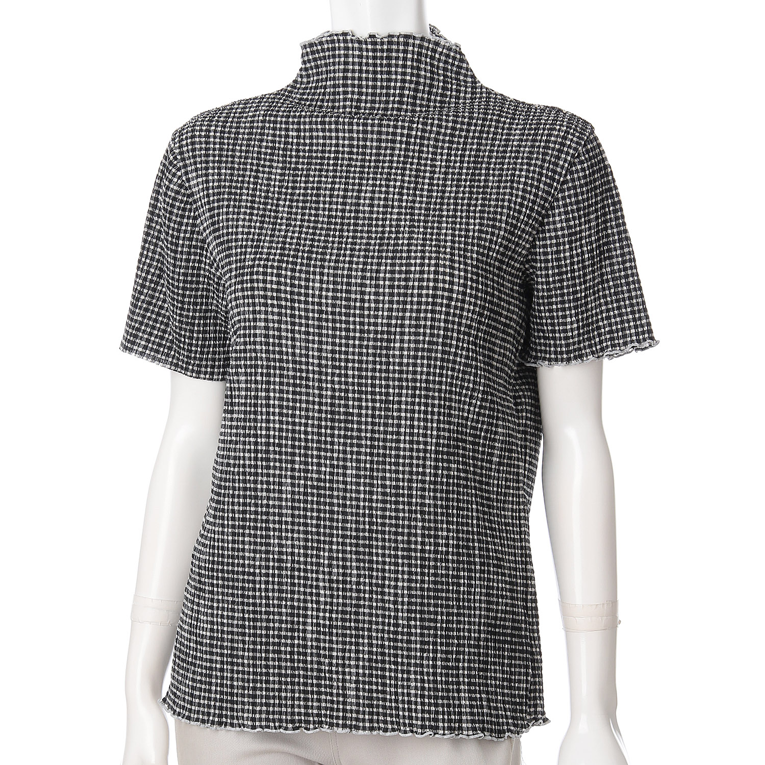 ギンガム楊柳ボトルネックカットソー - 画像4