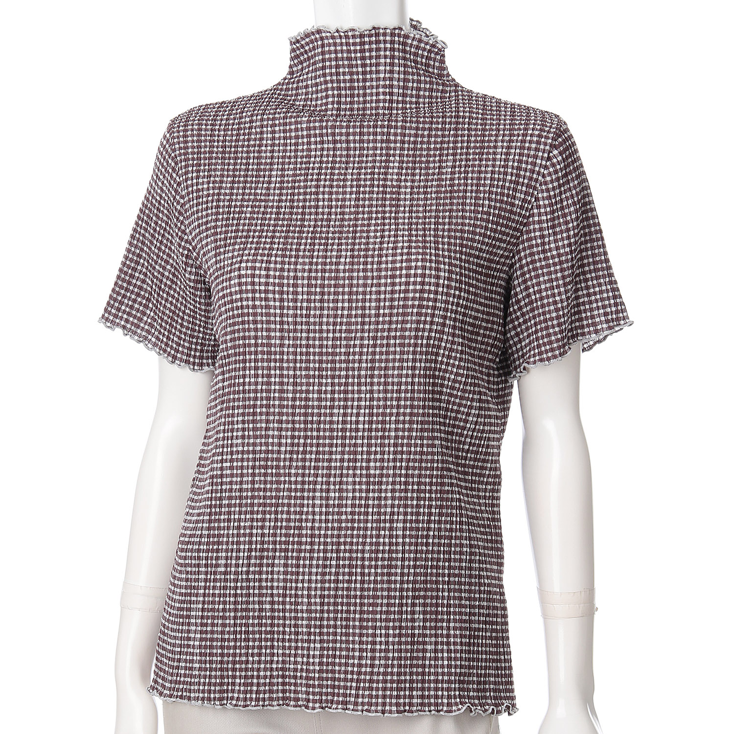 ギンガム楊柳ボトルネックカットソー - 画像5