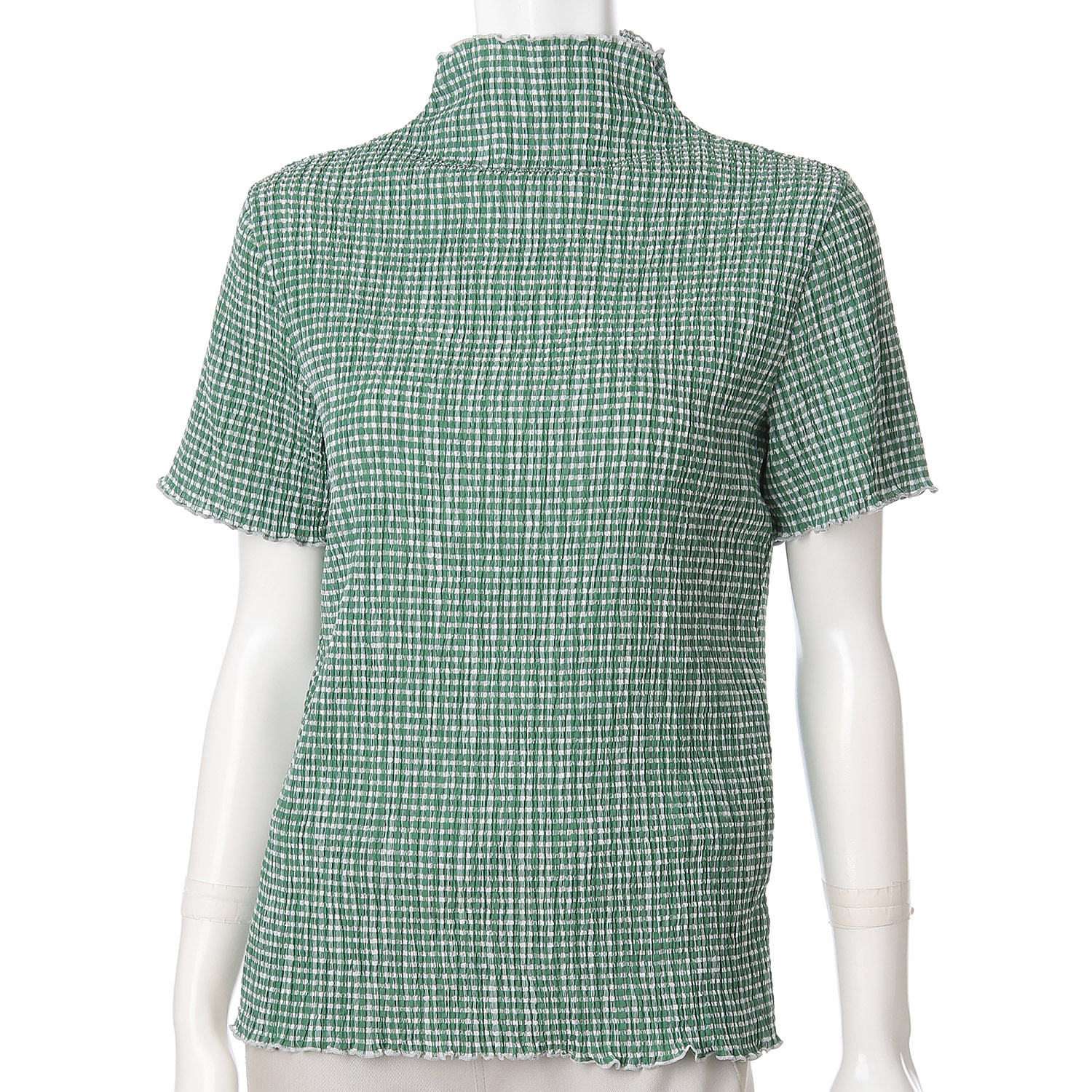 ギンガム楊柳ボトルネックカットソー - 画像9